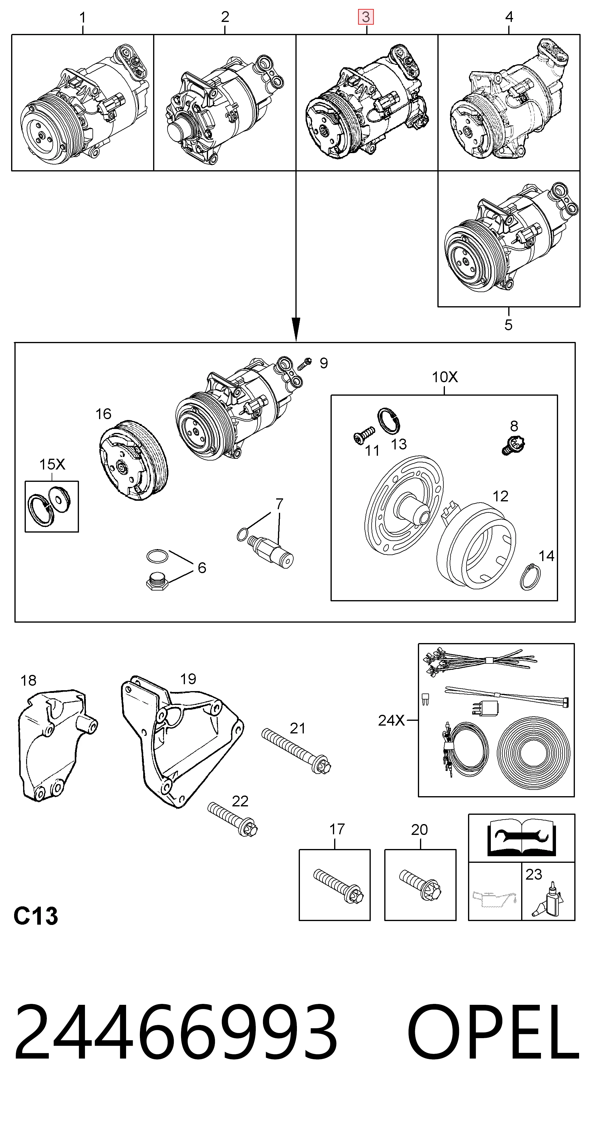 24466993 Opel Компрессор хладагента