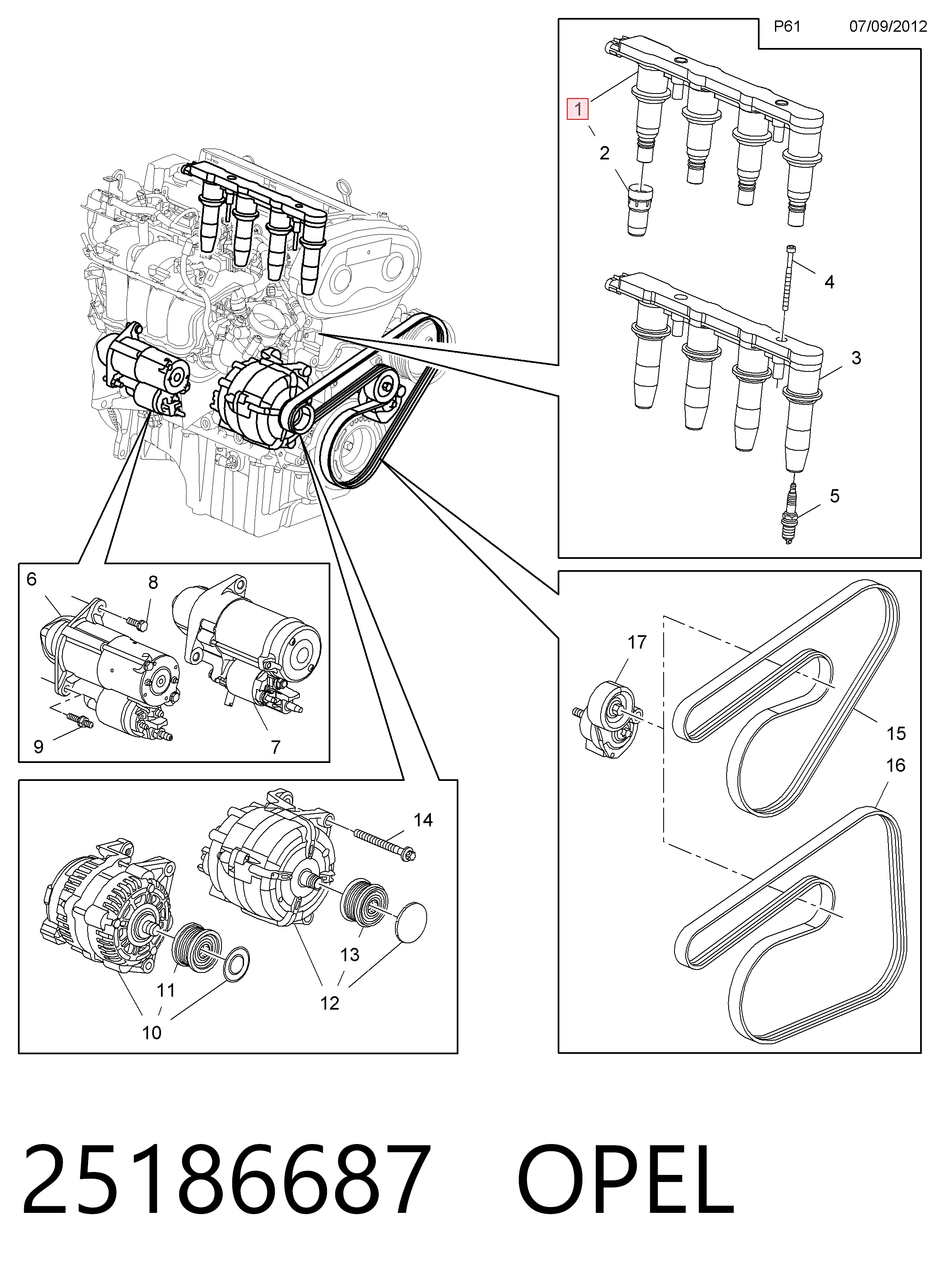 25186687 Opel Катушка зажигания