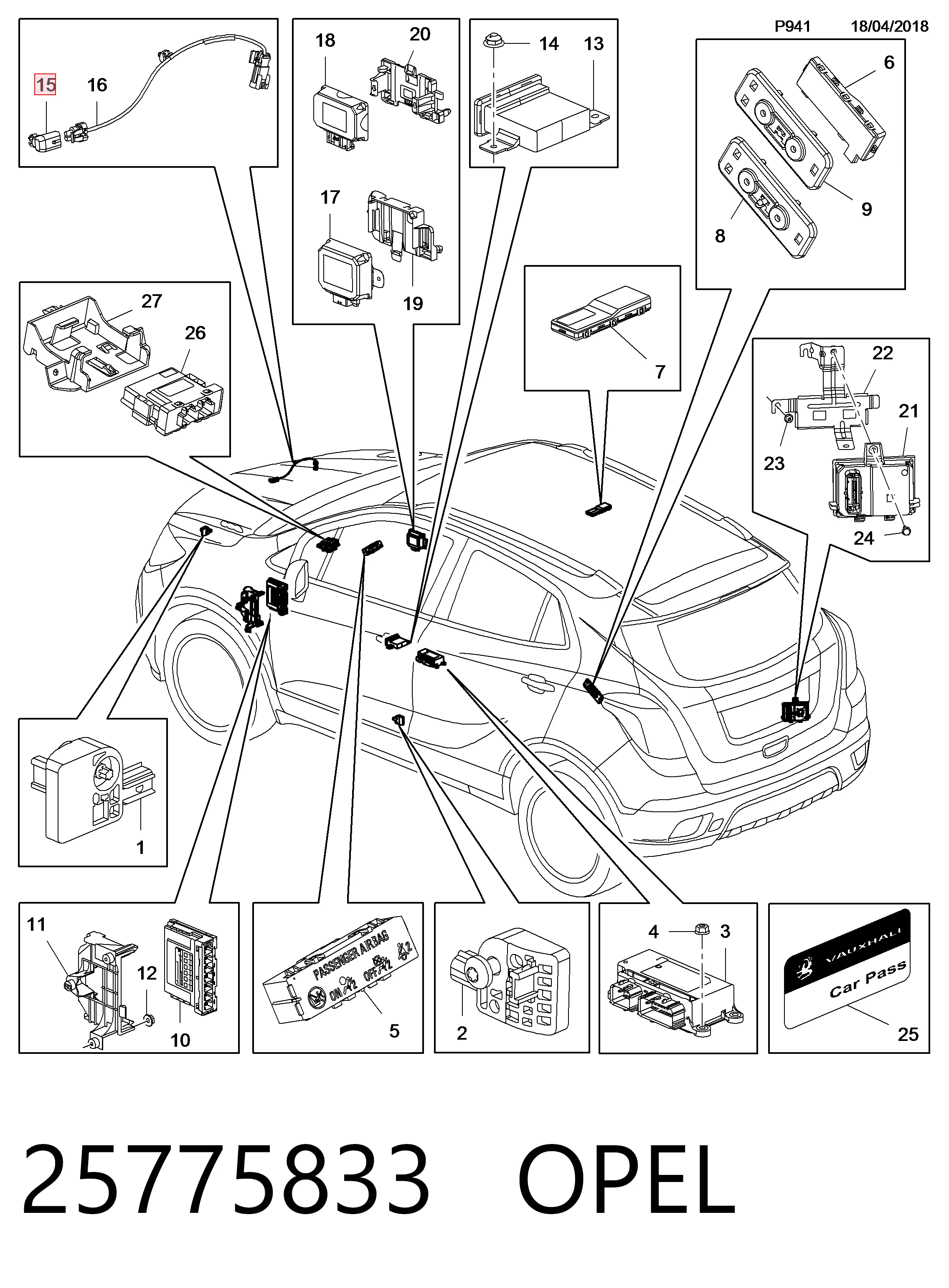 25775833 Opel Датчик температуры окружающей среды