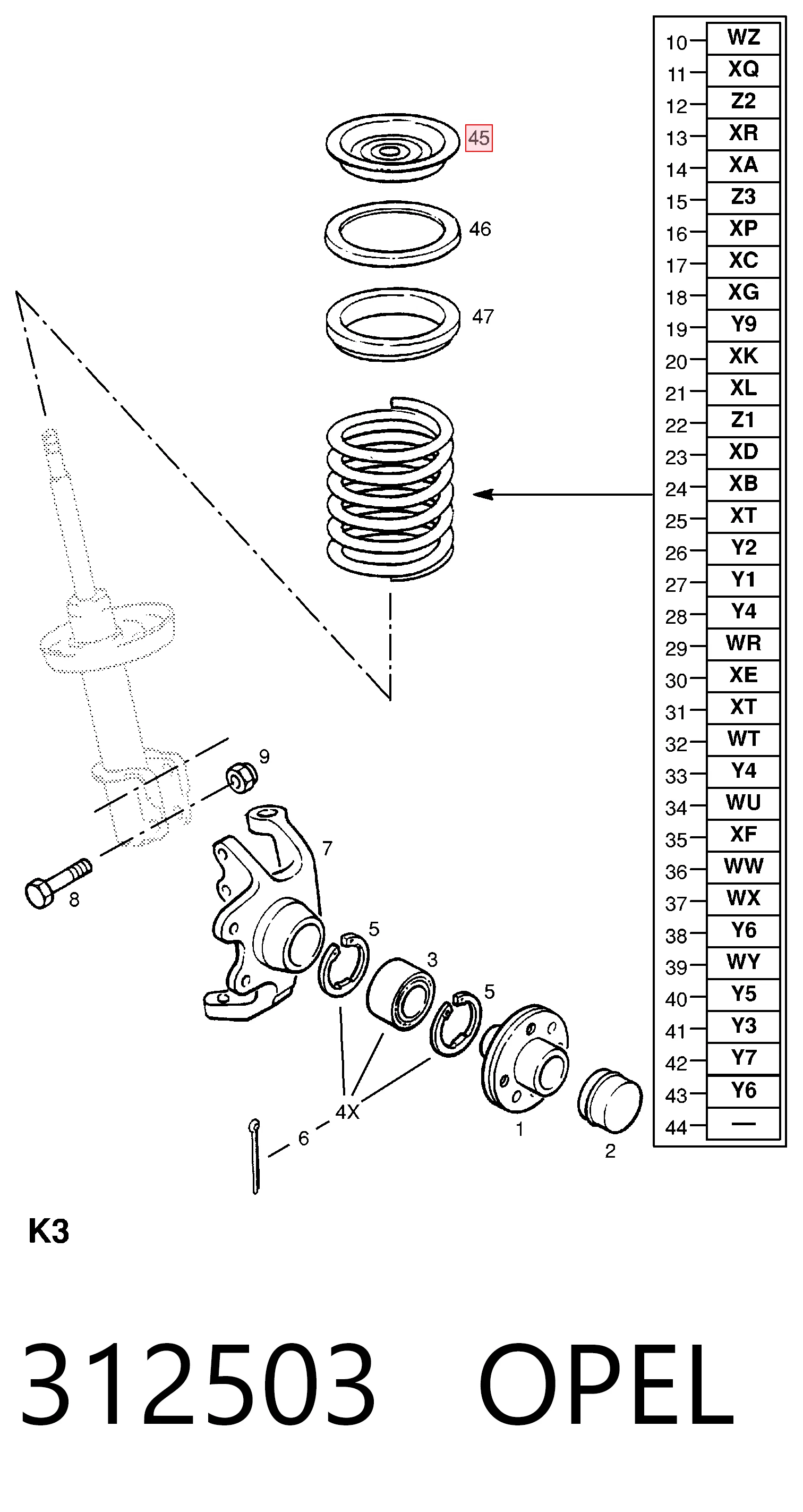 312503 Opel Подшипник верхней опоры