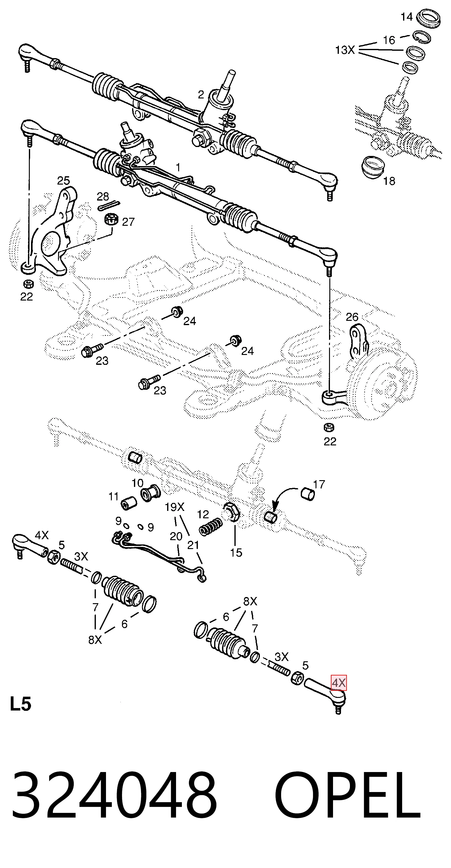 324048 Opel Наружный наконечник рулевой тяги