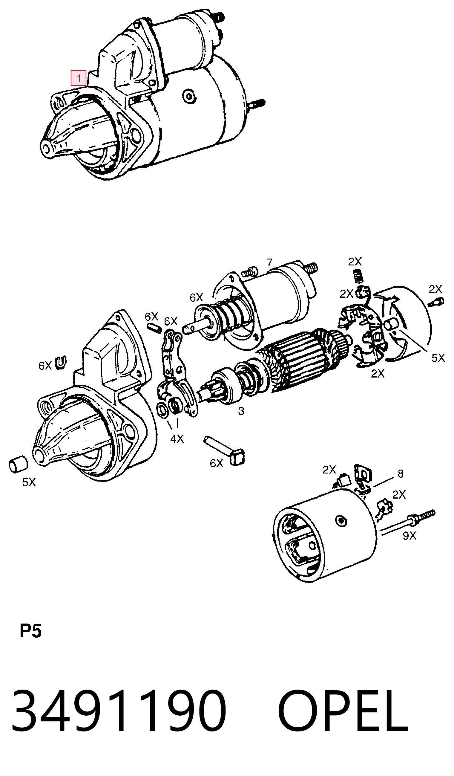 3491190 Opel Стартер автомобиля