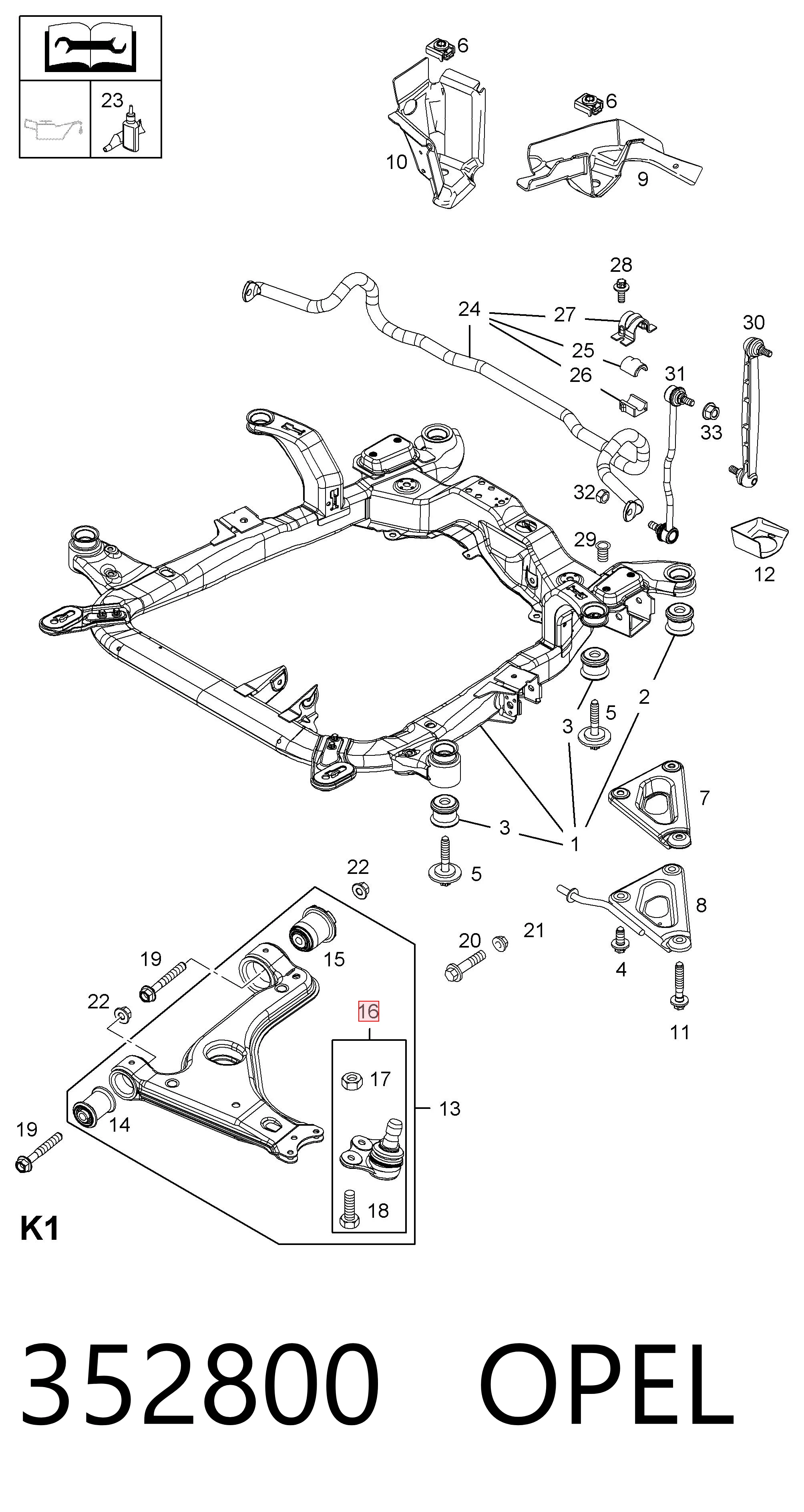 352800 Opel Палец шаровой нижний