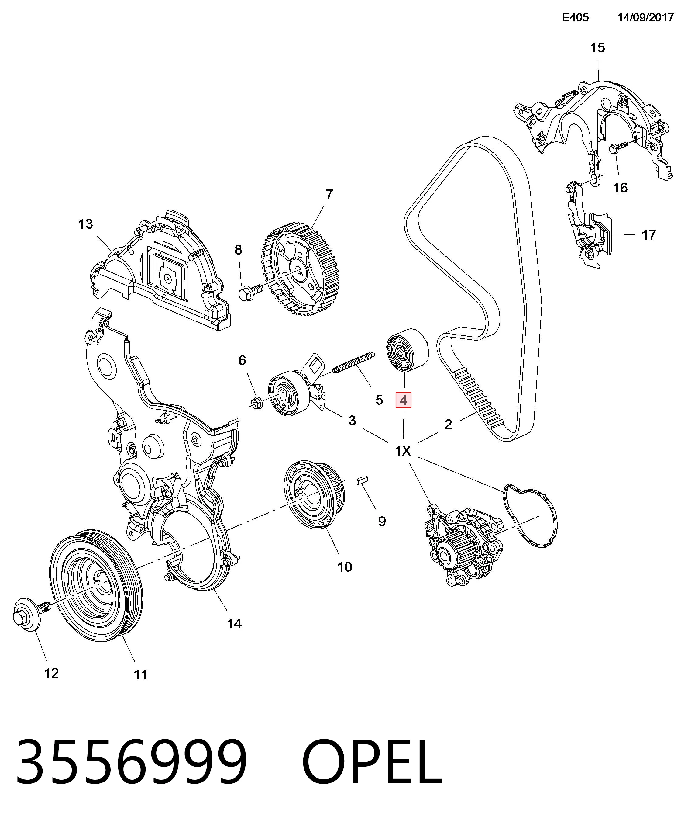 3556999 Opel Ролик натяжителя ремня ГРМ
