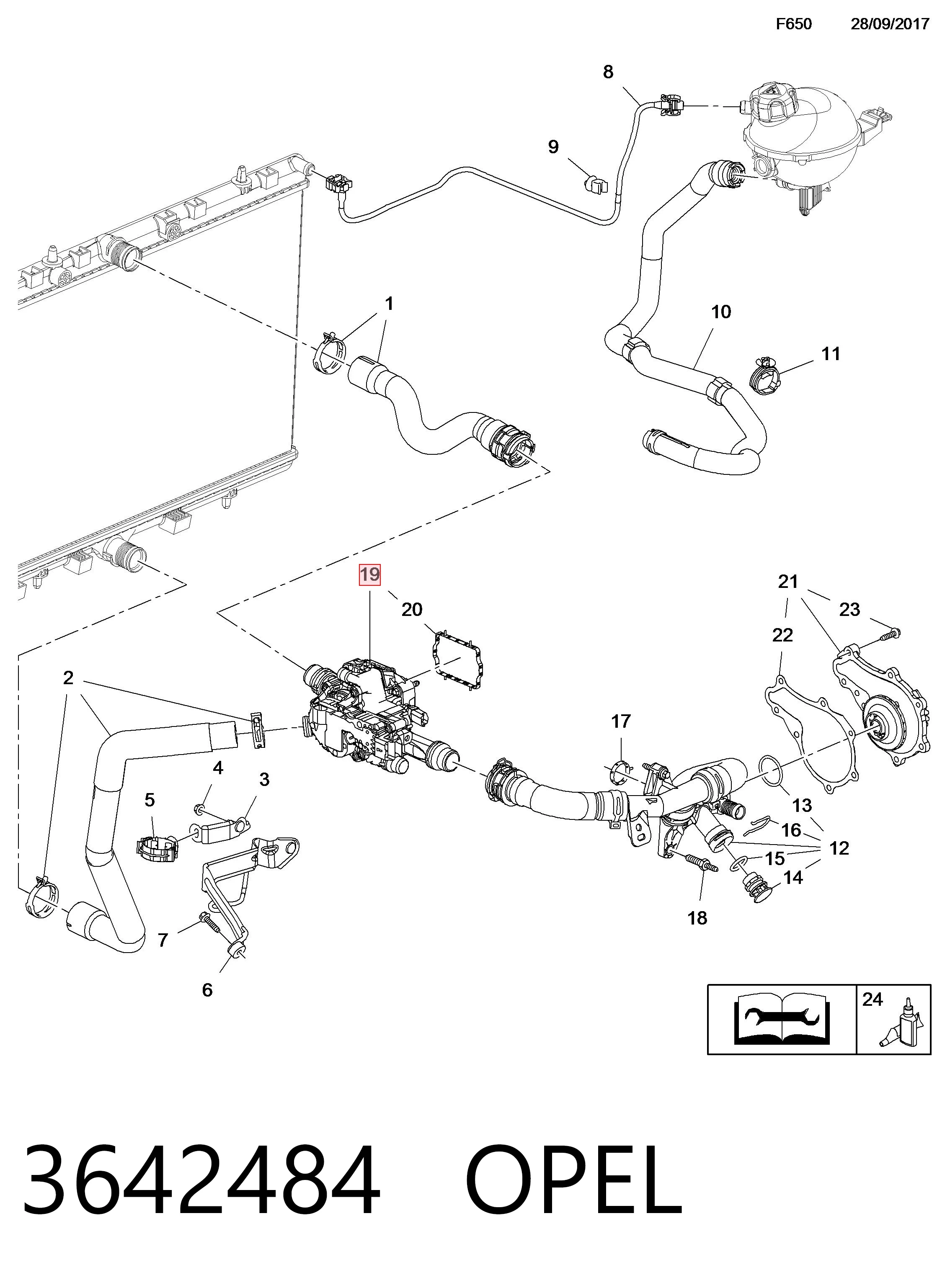 3642484 Opel Корпус термостата в сборе