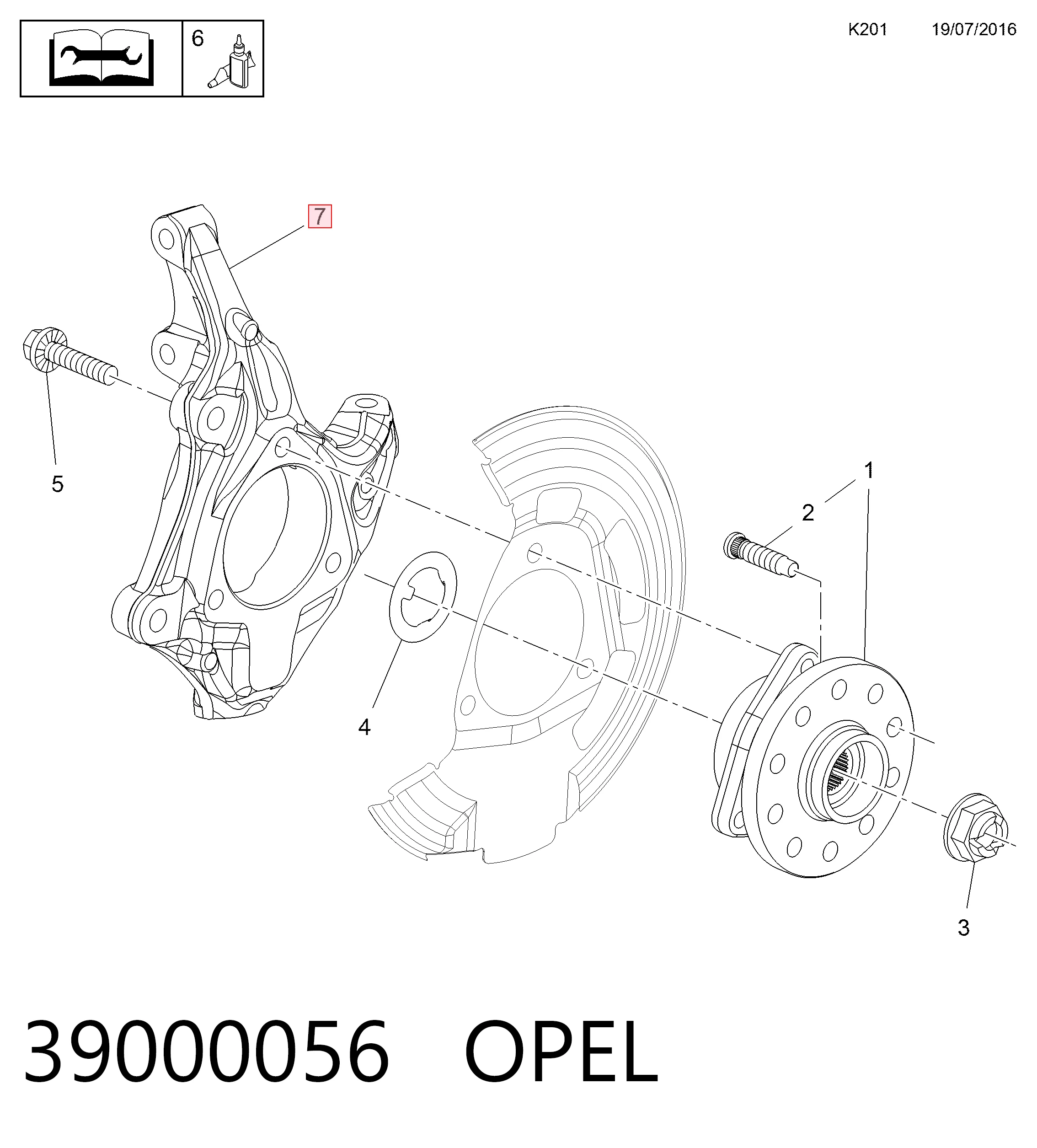 Цапфа передняя правая 39000056 General Motors