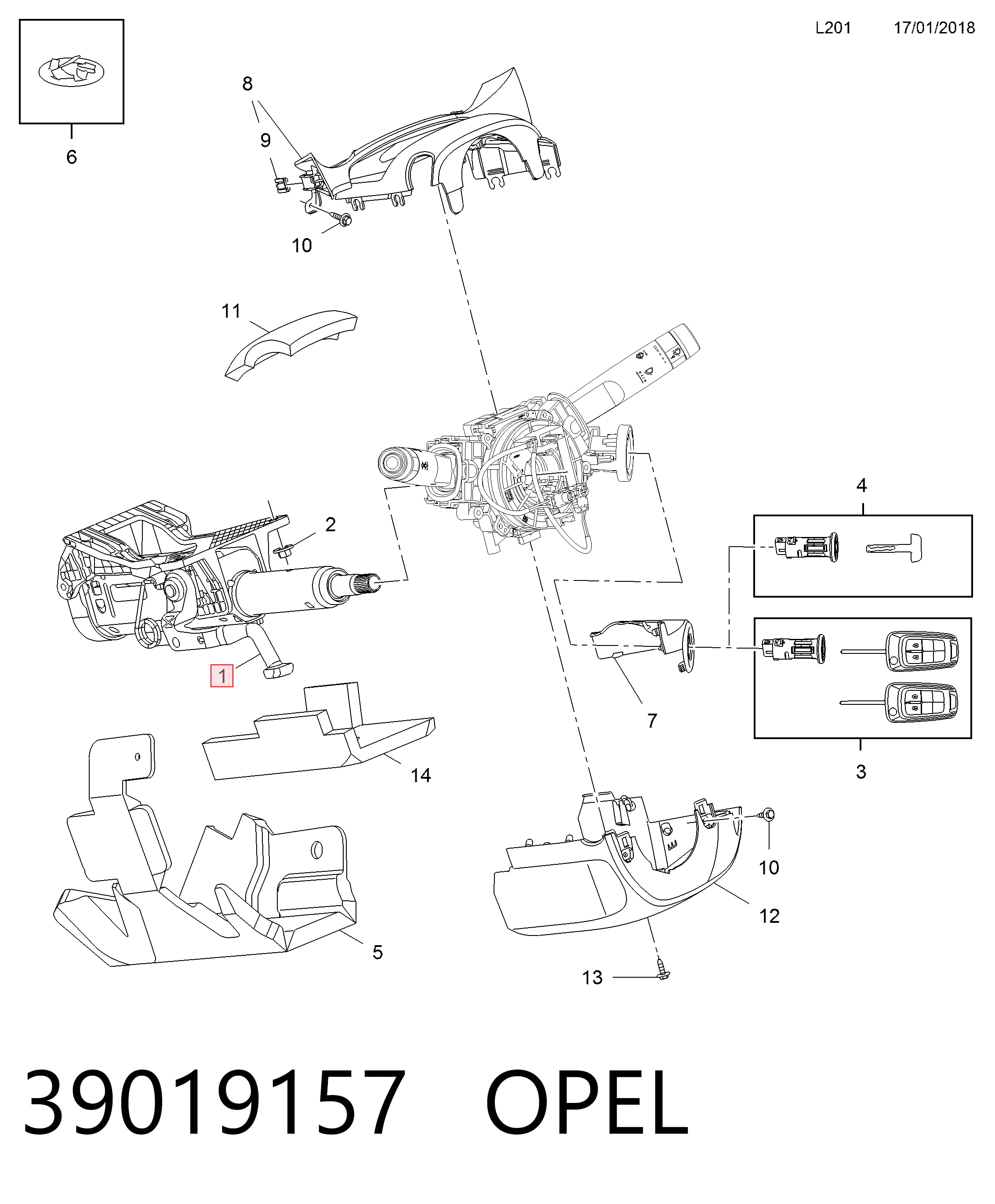  Рулевая колонка Opel Astra 