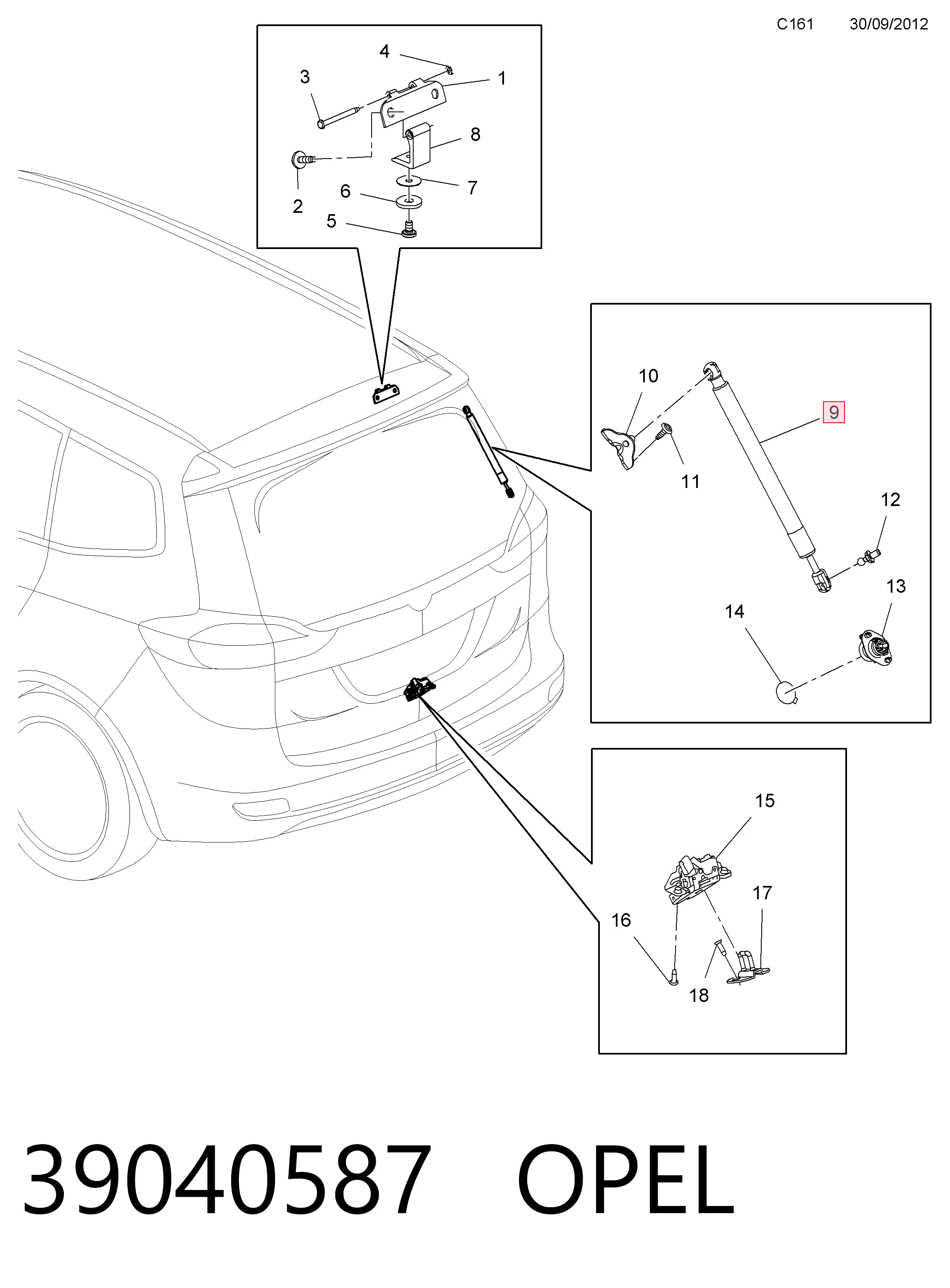 39040587 Opel Амортизатор крышки багажника