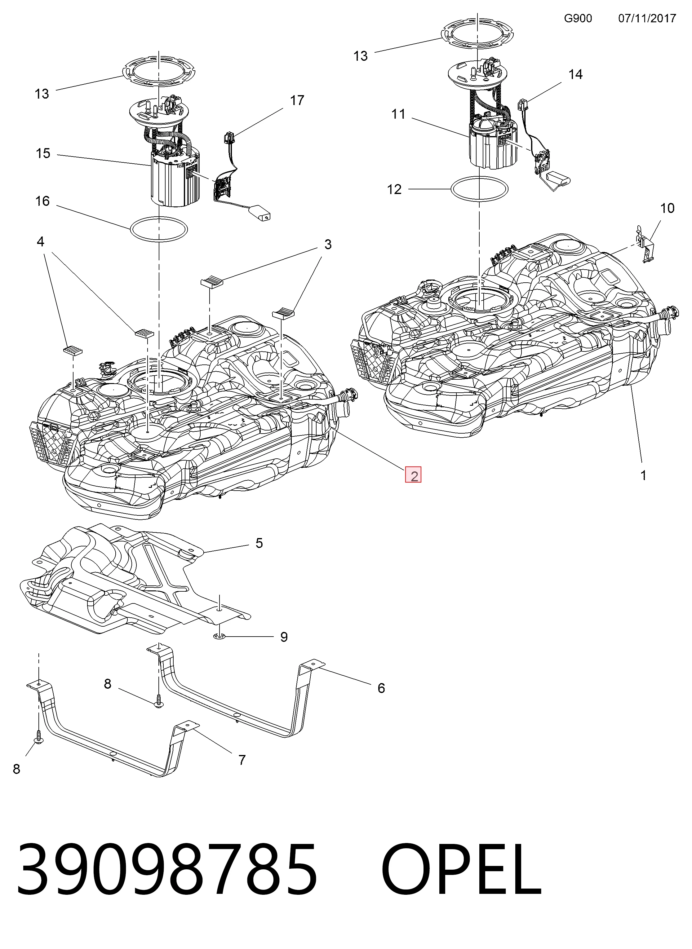 Бак топливный Opel Astra