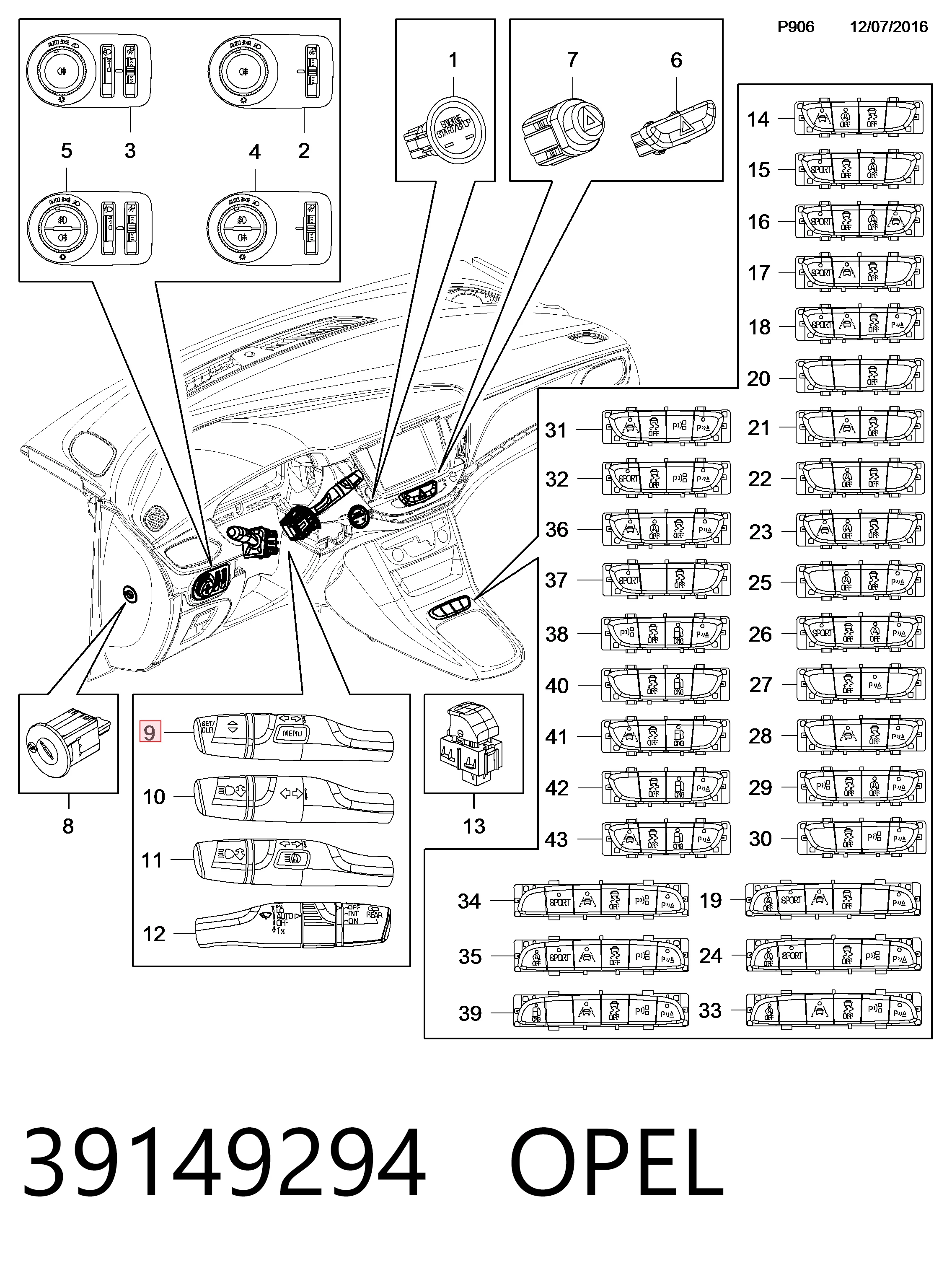 Переключатель подрулевой, левый Peugeot/Citroen 13472245 цена, от 33.86 USD