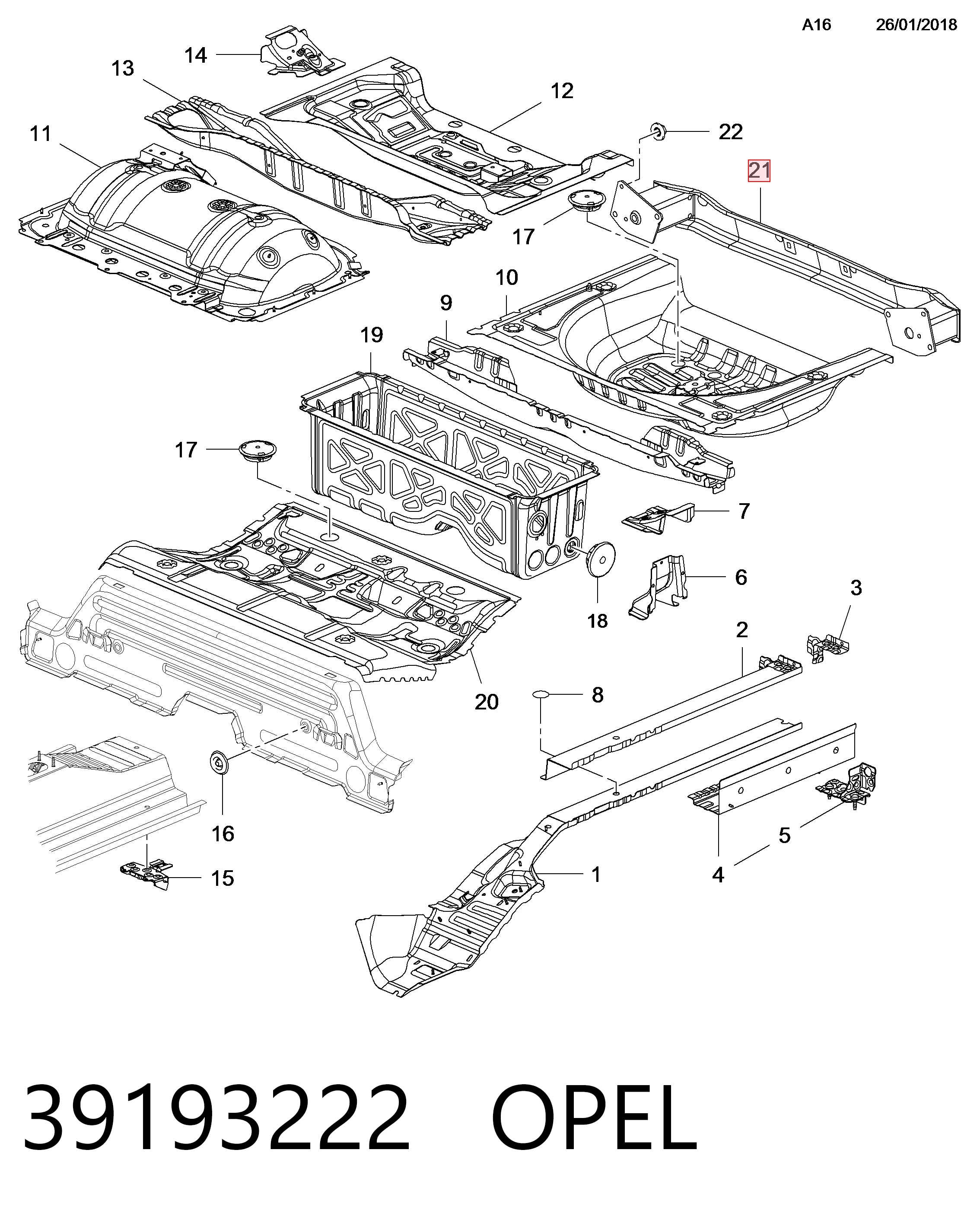 39016274 Peugeot/Citroen Швеллер заднего бампера