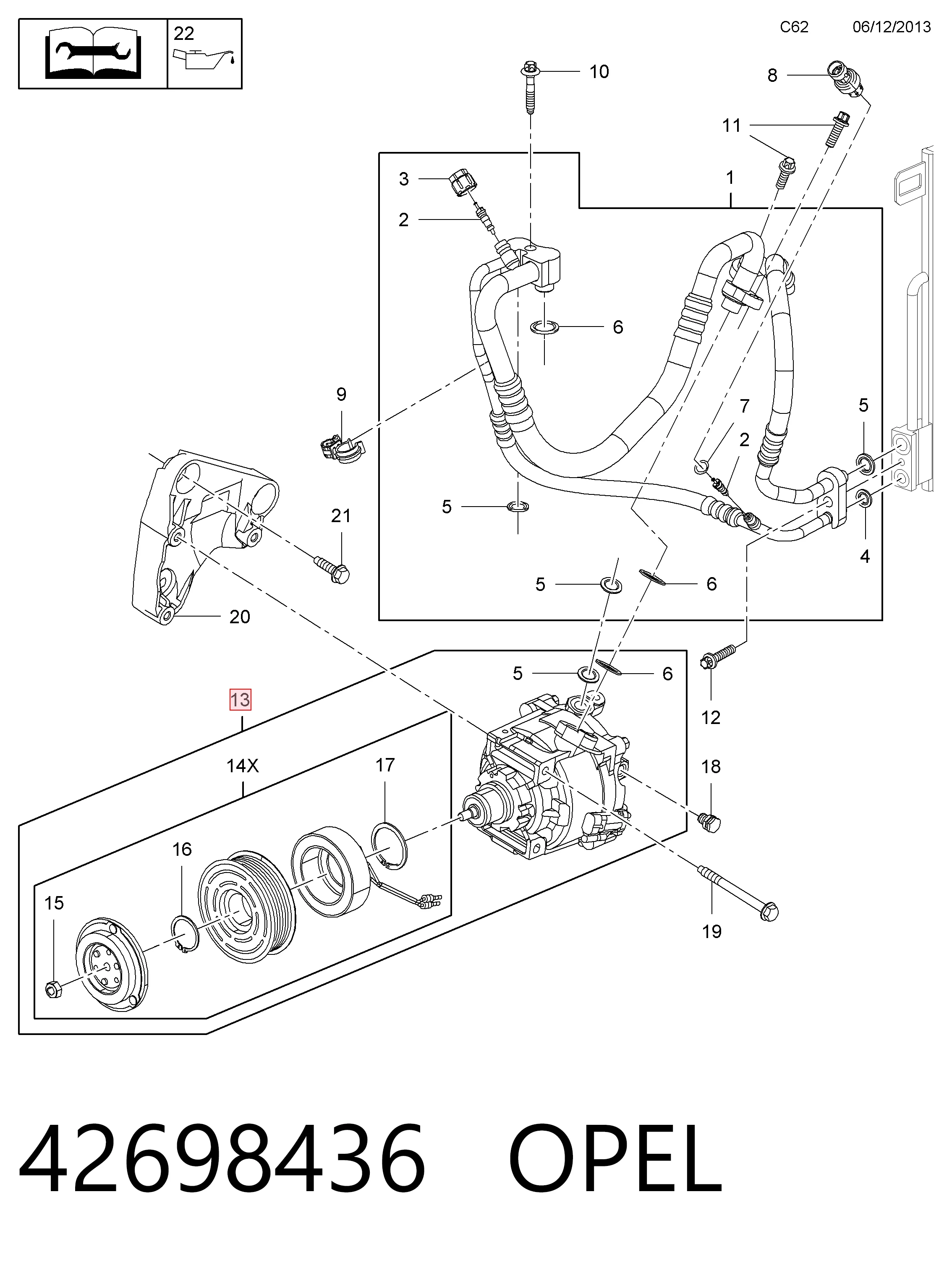 42698436 Opel Компрессор хладагента