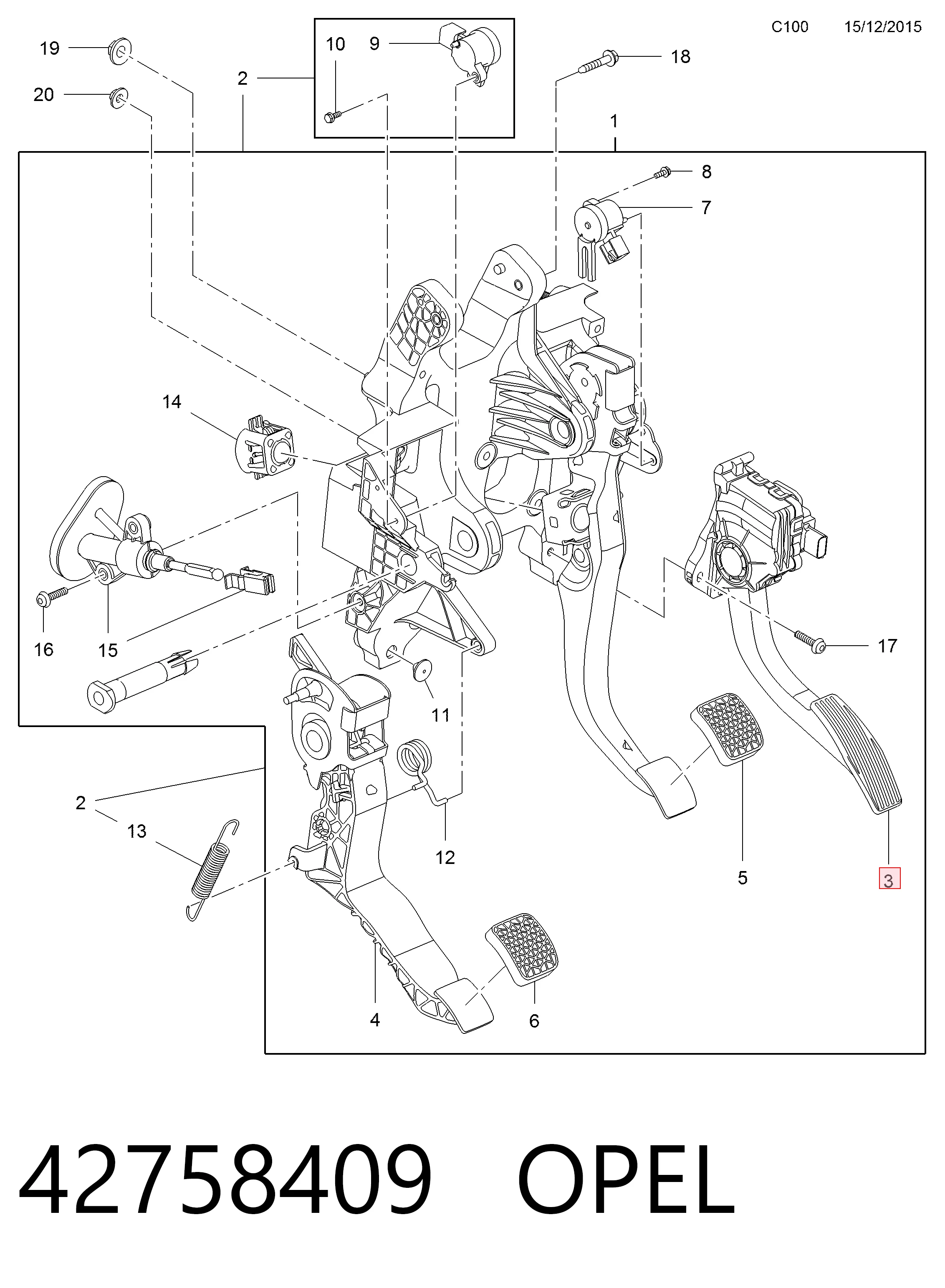 Педаль акселератора Peugeot/Citroen 42758409