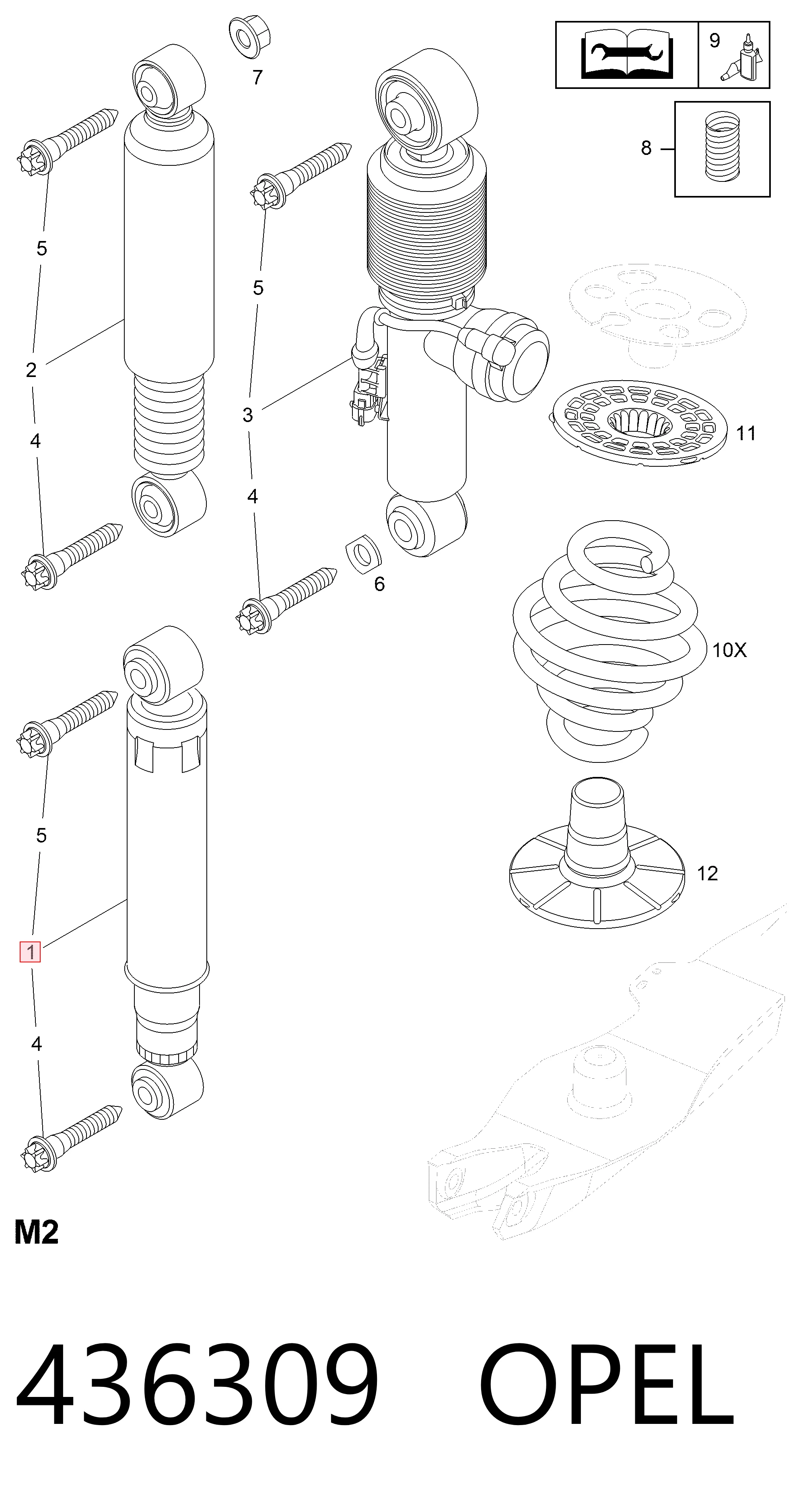 436309 Opel Амортизаторы задние