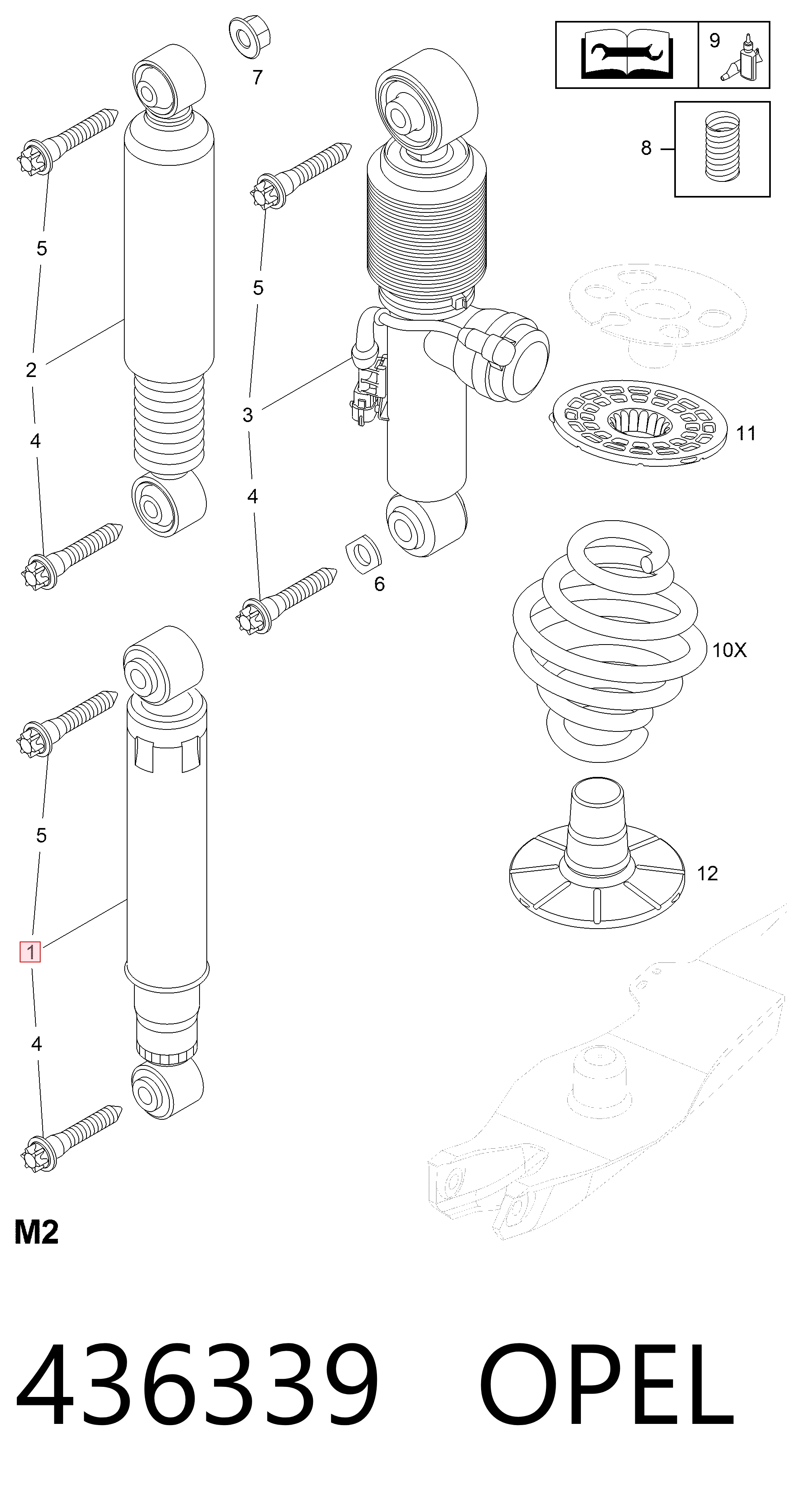 436339 General Motors Амортизаторы задние