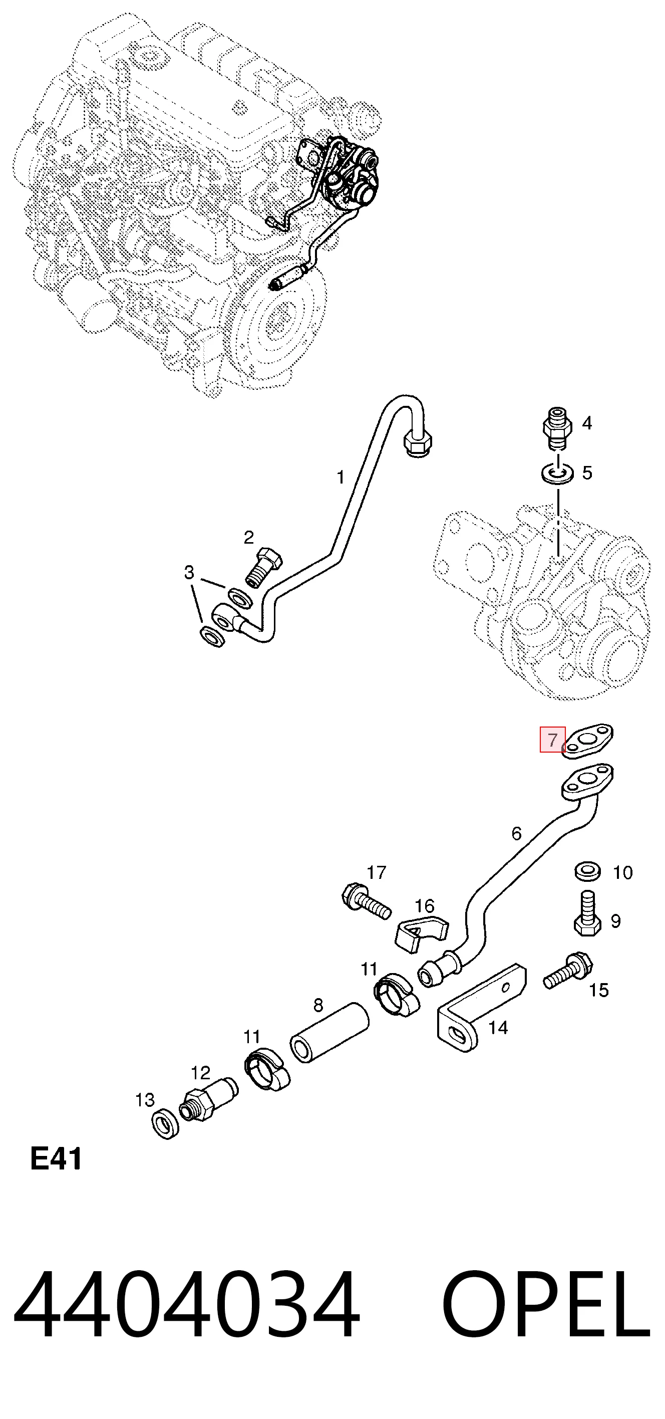 Прокладка шланга отвода масла от турбины Renault (RVI) 7701050357