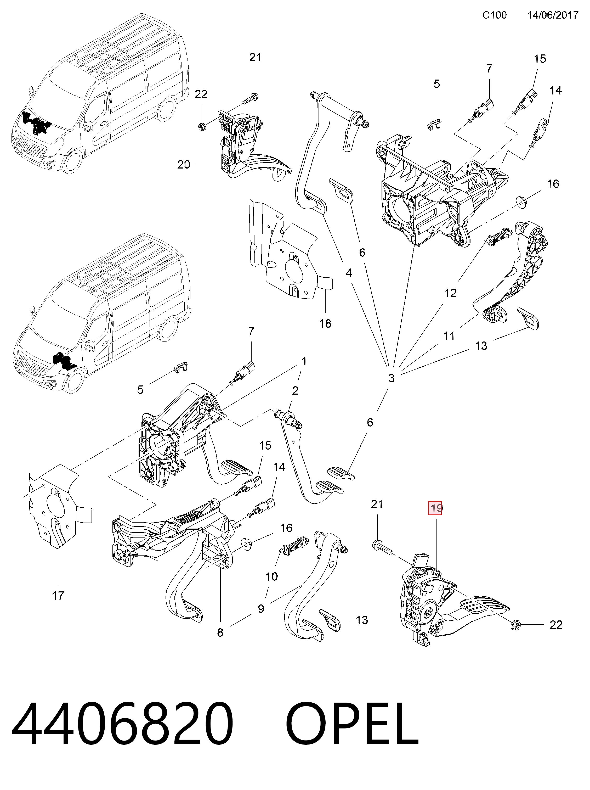 Педаль газа (акселератора) Renault Master III фургон (FV) (2010 - 2024) цена, от 46.19 USD