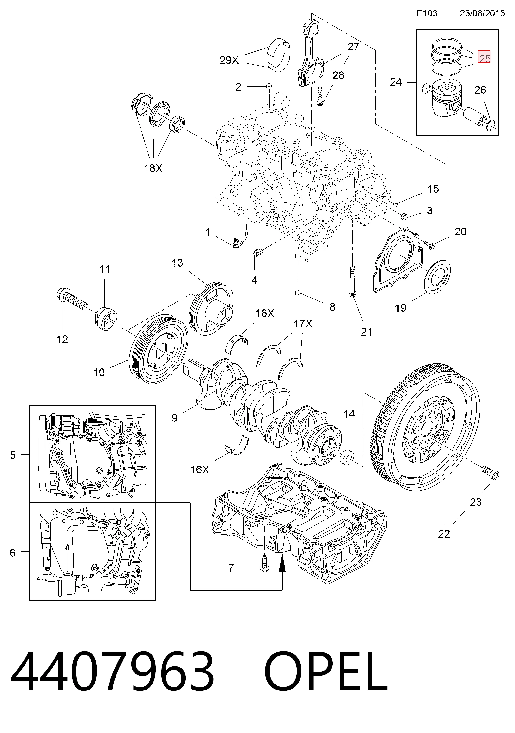 Комплект поршневых колец на 1 цилиндр, STD Opel 95517814
