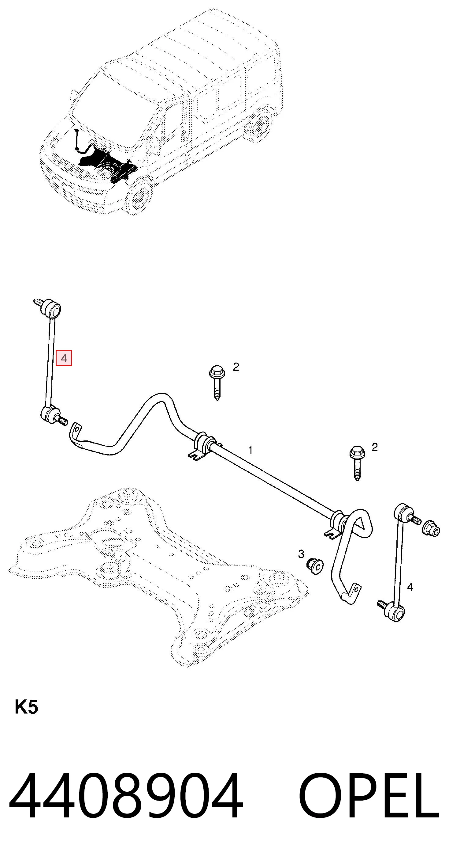 4408904 Opel Стойка переднего стабилизатора