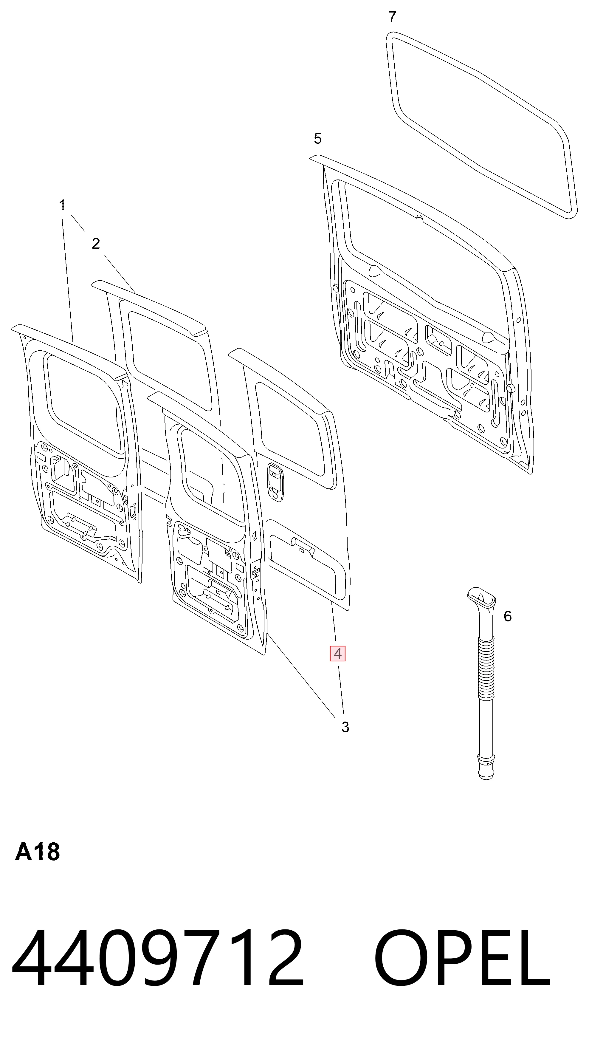 91159992 General Motors Дверь фургона задняя, распашная, левая