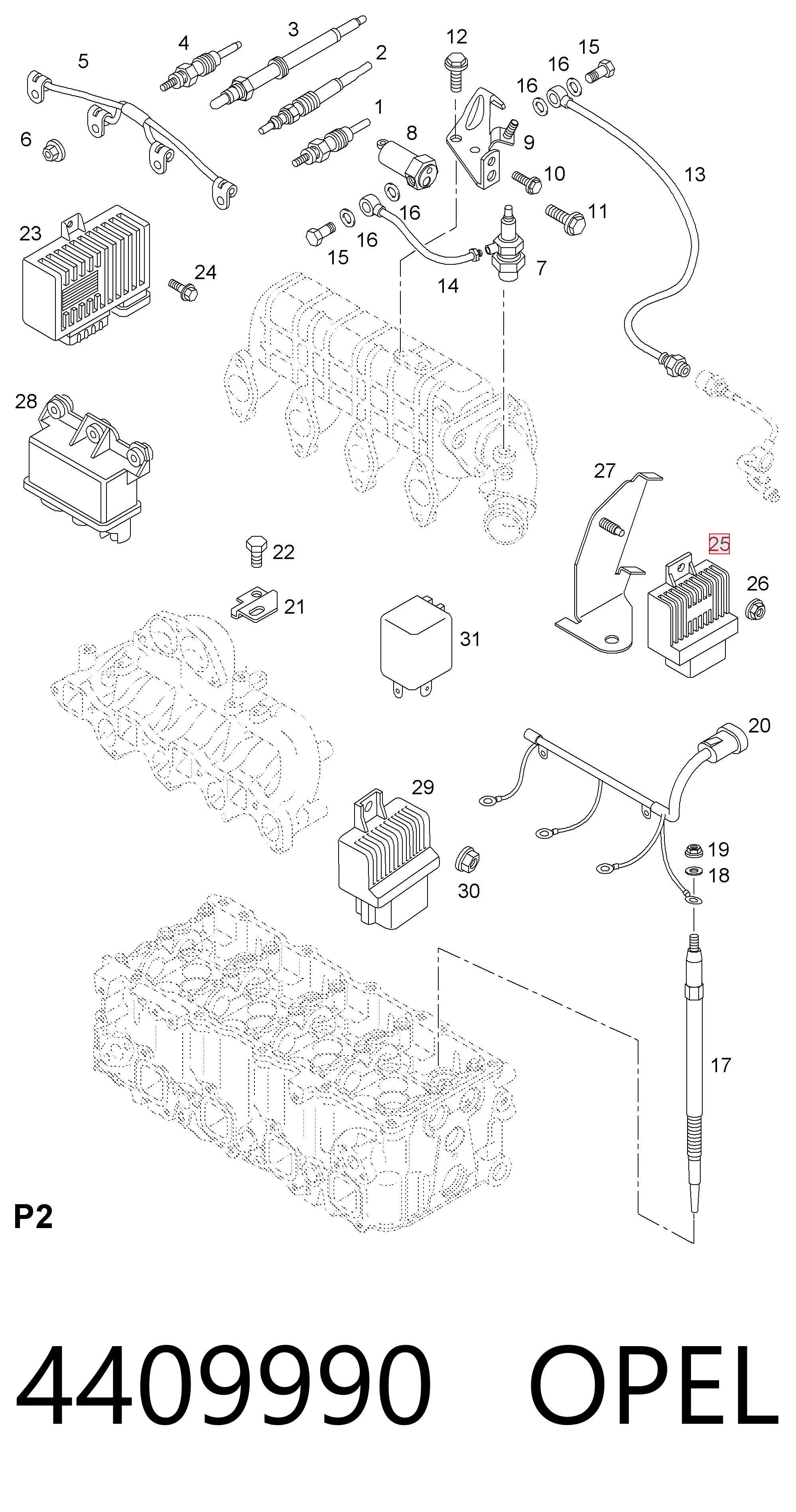 4409990 Opel Реле свечей накала