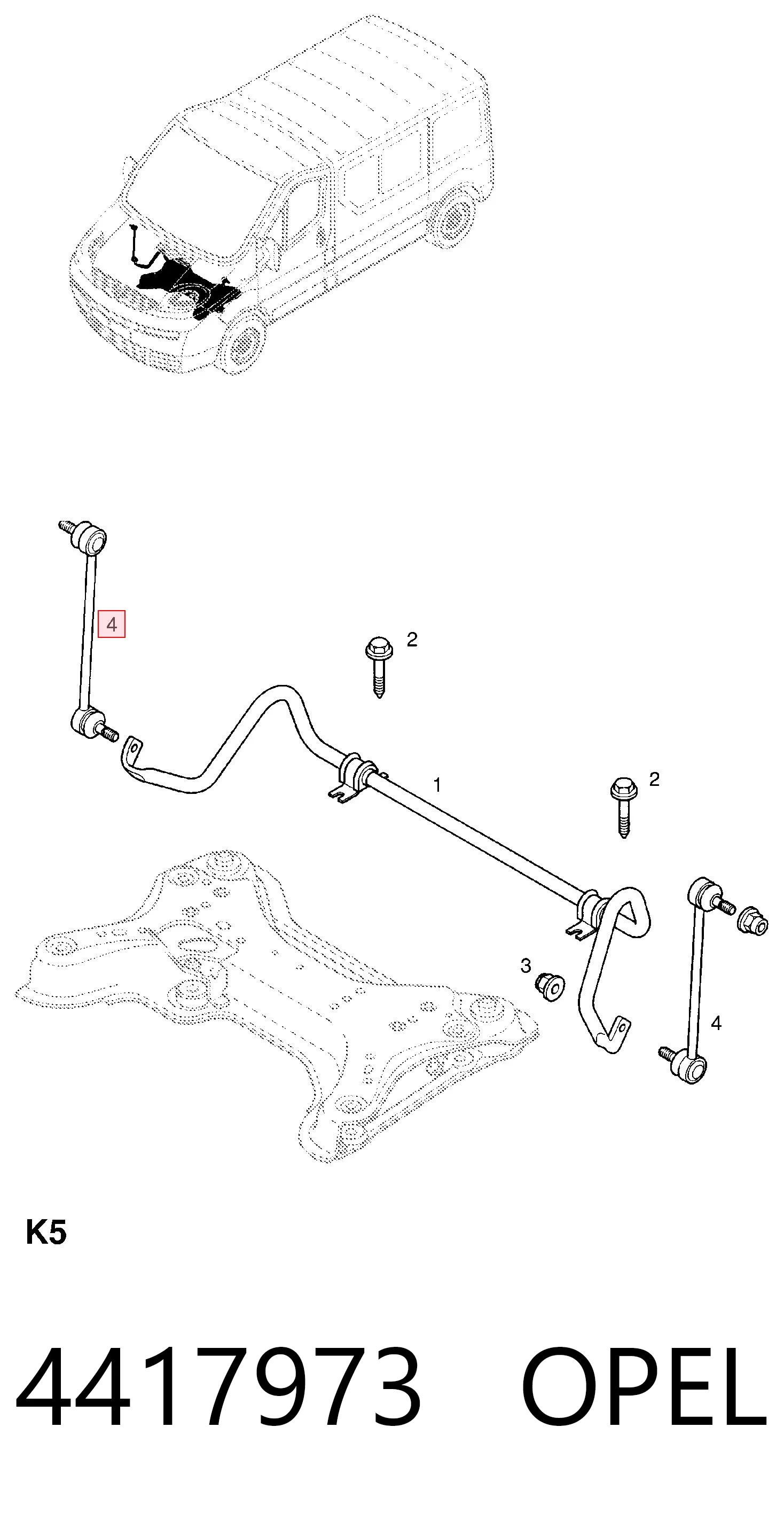 4417973 Opel Стойка переднего стабилизатора