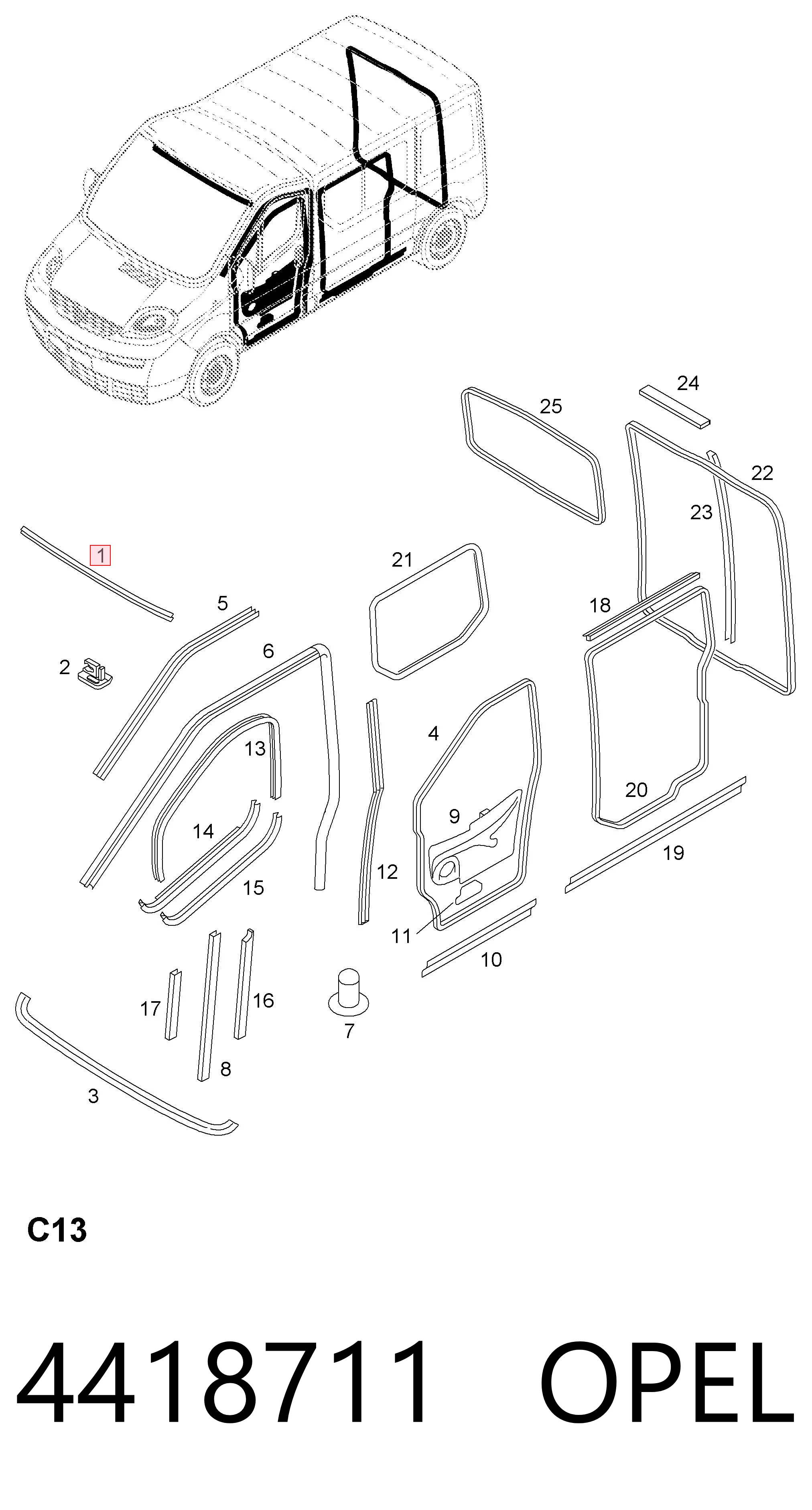 93859273 Peugeot/Citroen Уплотнитель лобового стекла верхний