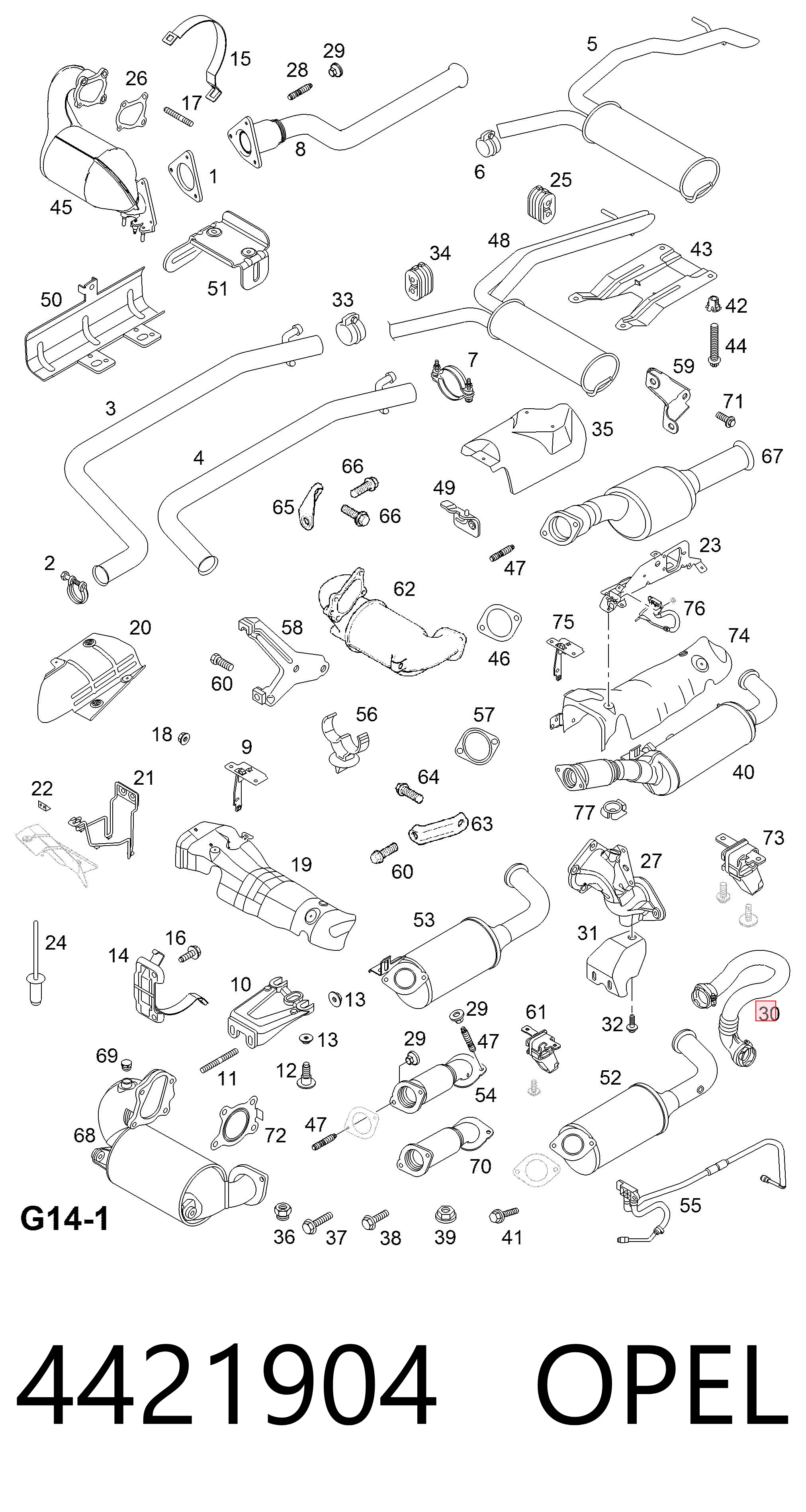 4421904 Opel Патрубок воздушный, выход из компрессора (наддув)