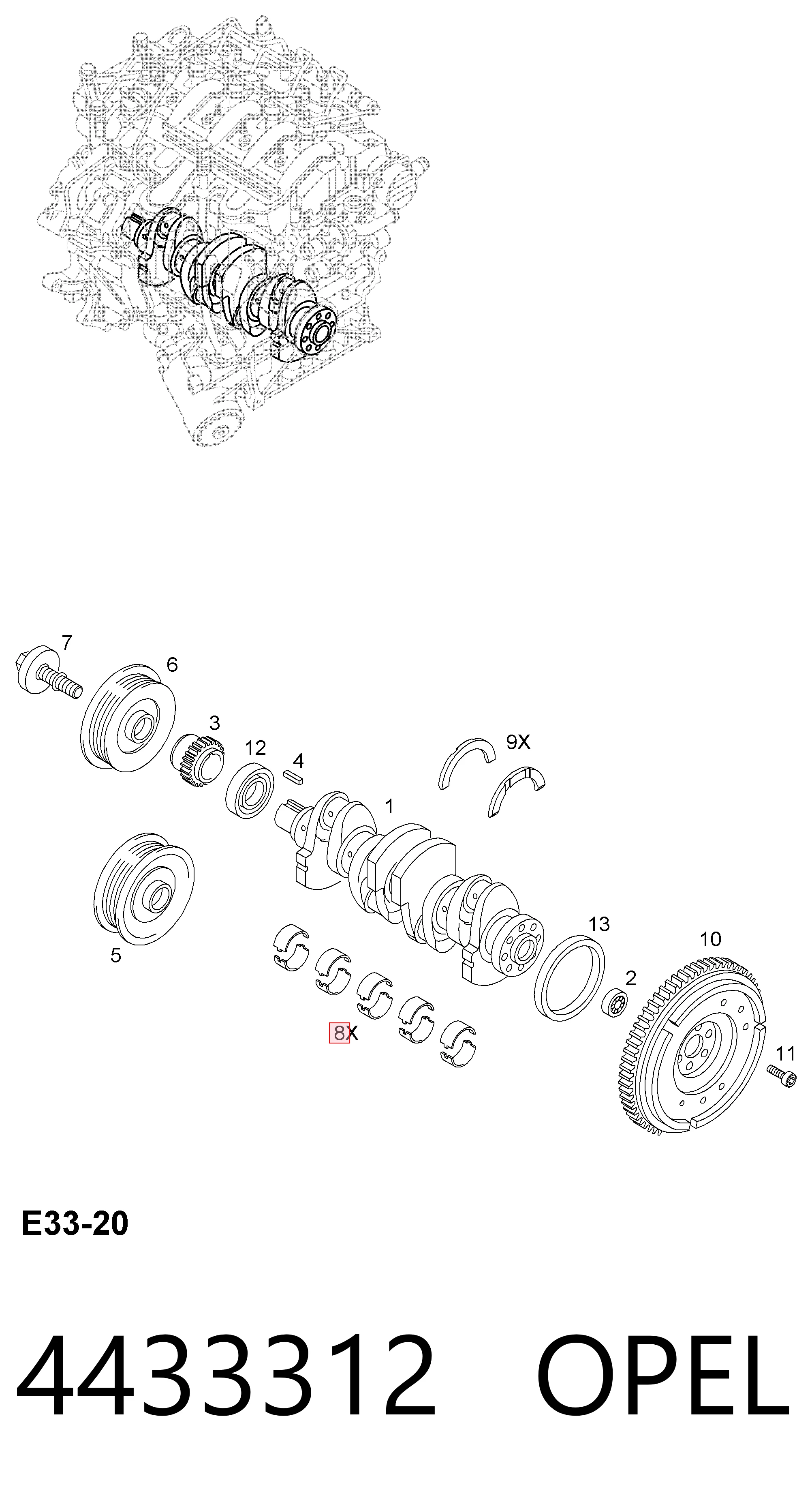 Коренные вкладыши коленвала комплект (STD) King MB5621STD