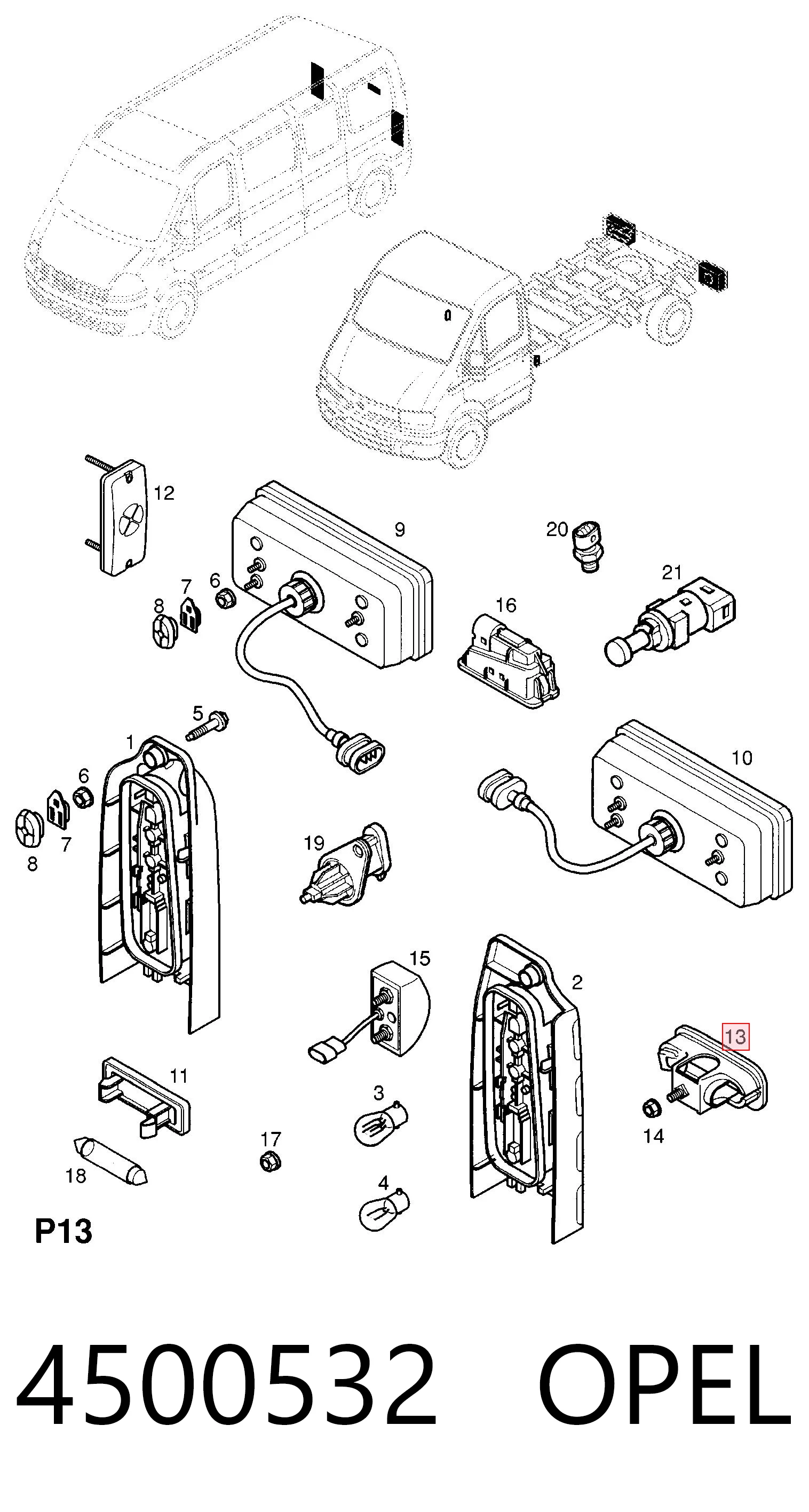 4500532 Opel Фонарь сигнальный