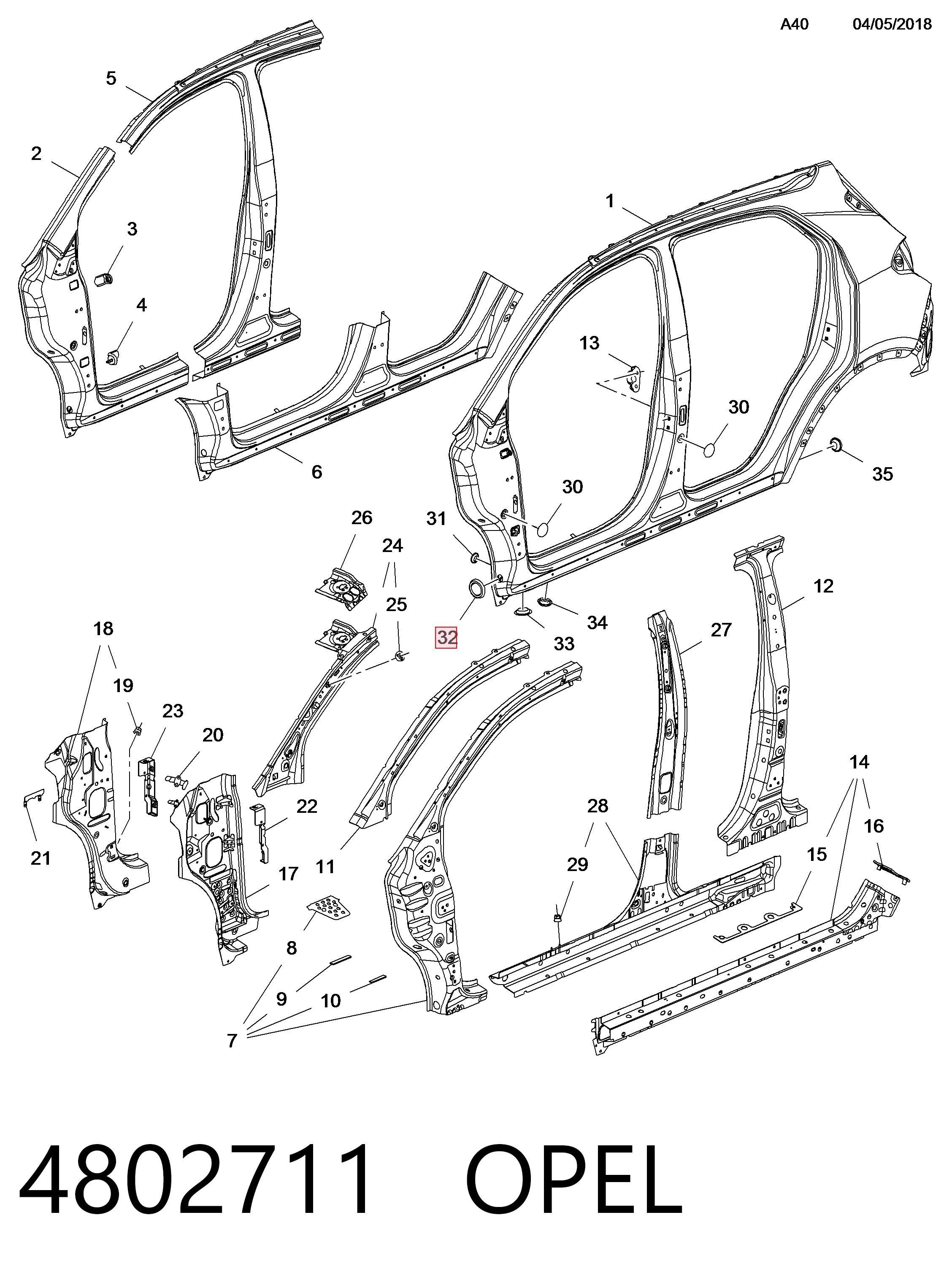 94535990 Opel Заглушка порога