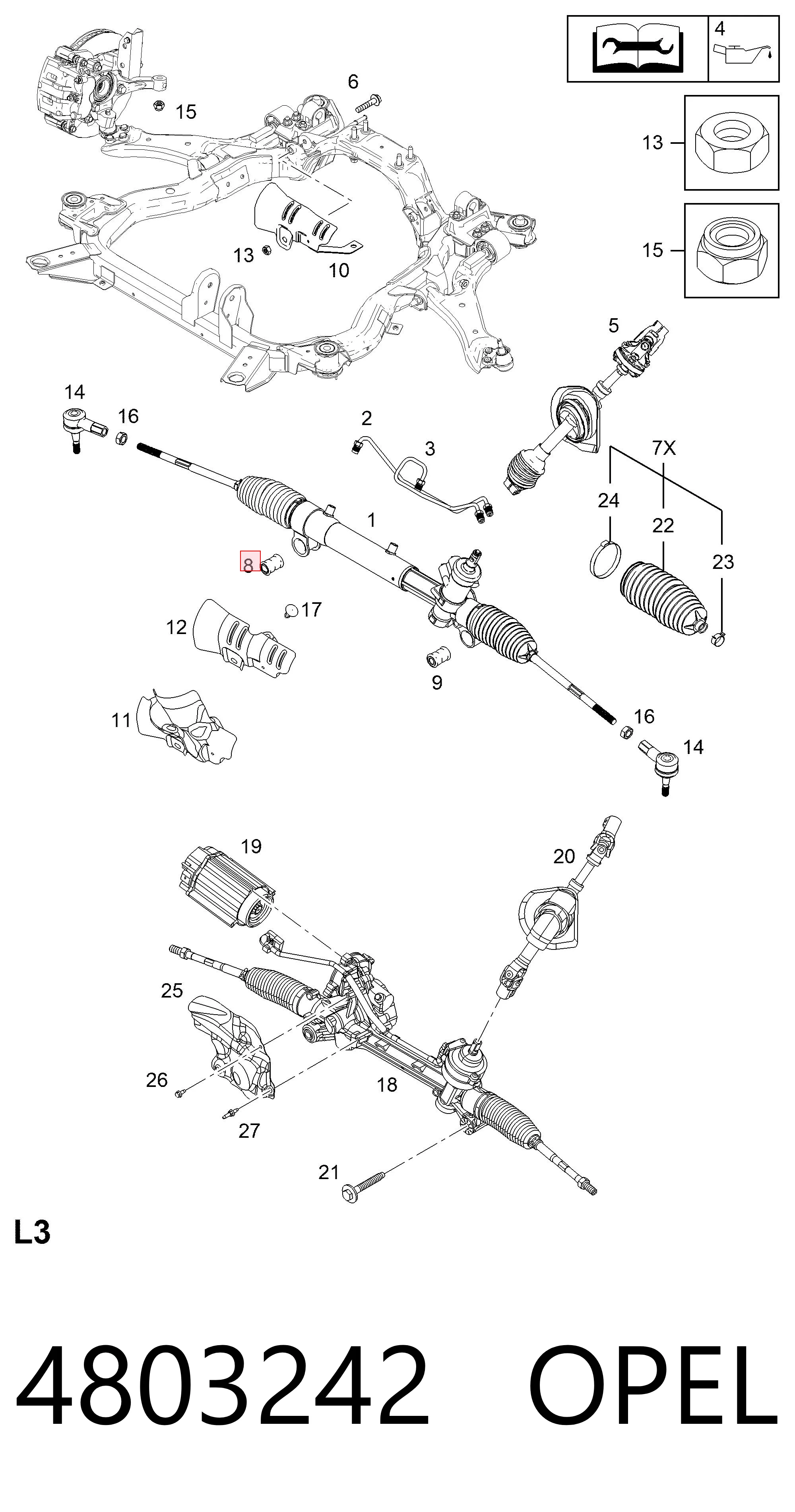 4803242 Opel Втулка крепления рулевой рейки правая
