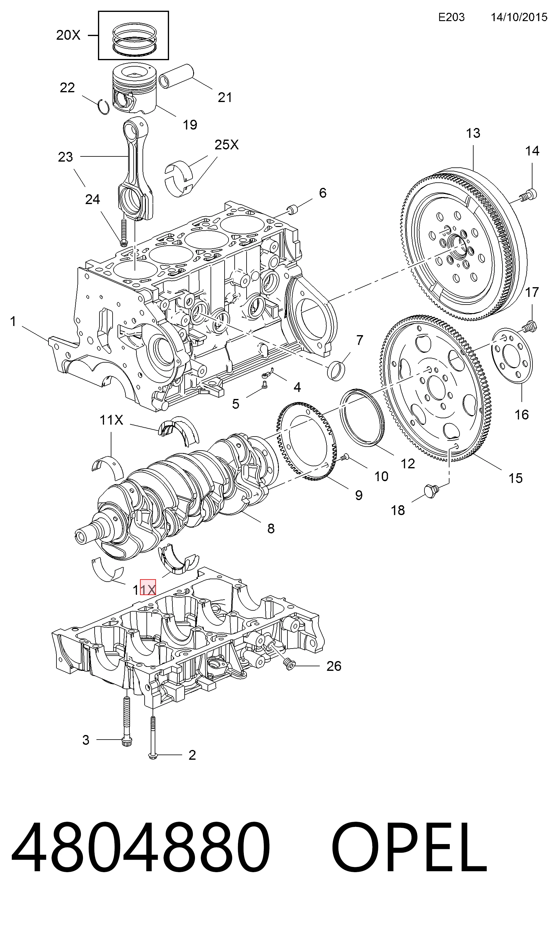 Вкладыши коленвала коренные, стандарт (STD) King MB5857SI цена, от 139.10 USD