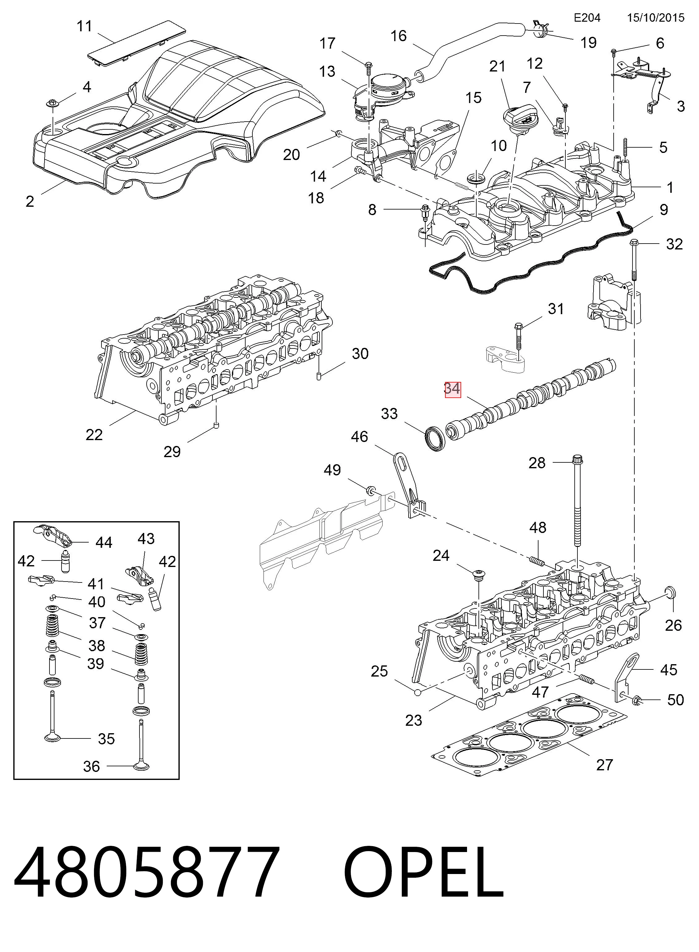 4805877 Opel Распредвал двигателя