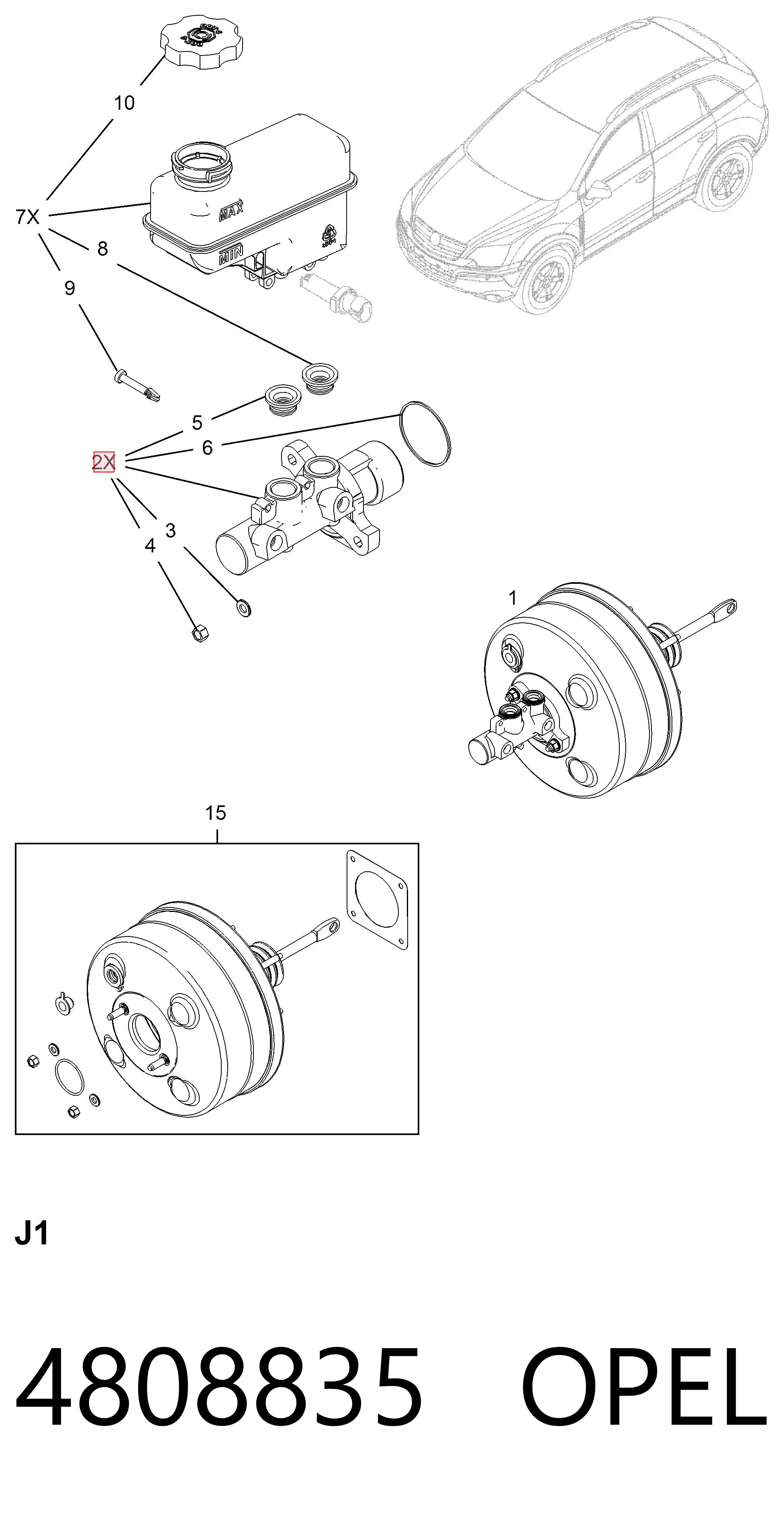 4808835 Opel Цилиндр тормозной, главный