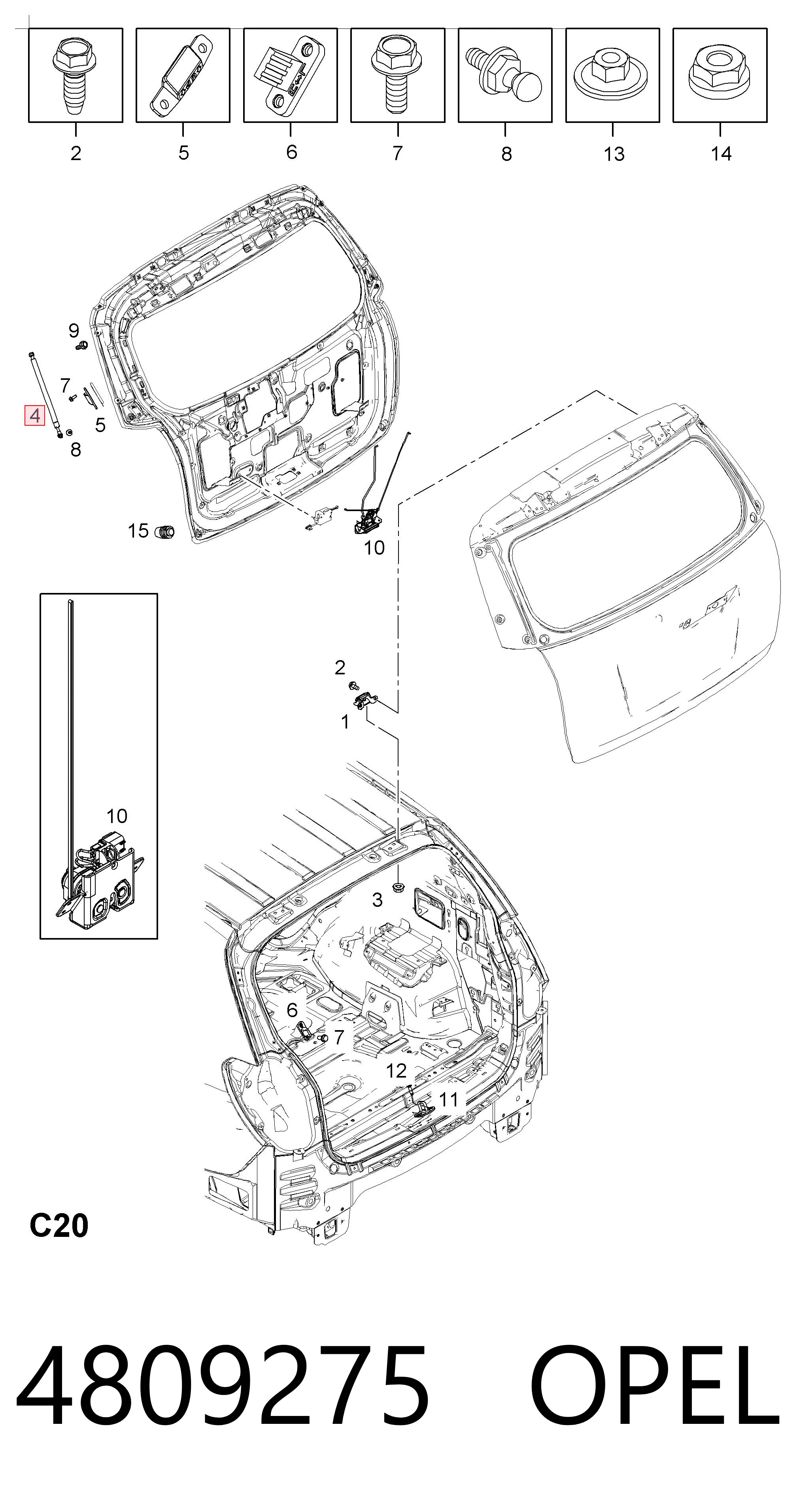 4809275 Opel Амортизатор крышки багажника
