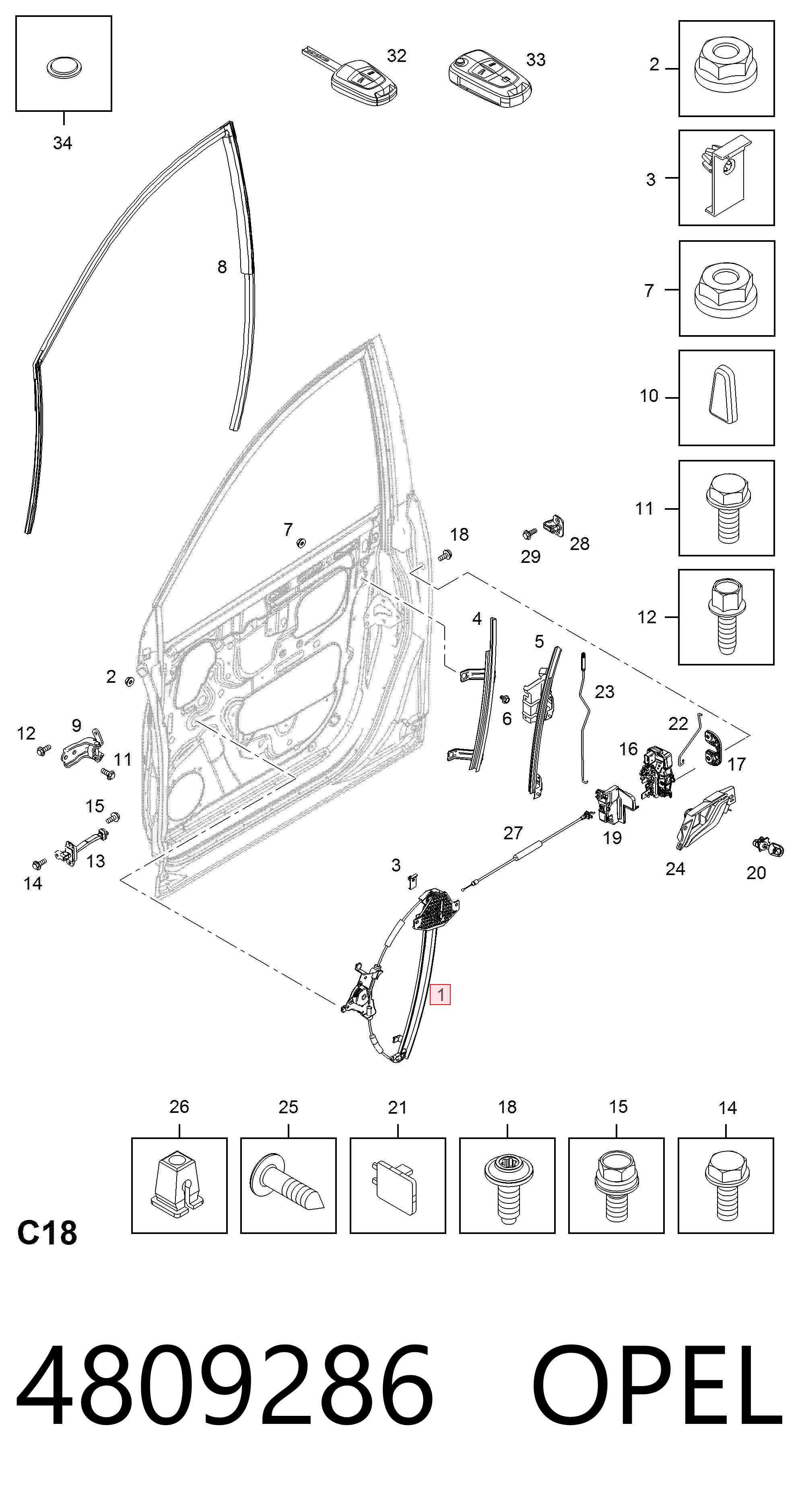 Стеклоподъемник передней правой двери Opel Antara A внедорожник (L07) (2006 - 2017) цена, от 6.09 USD