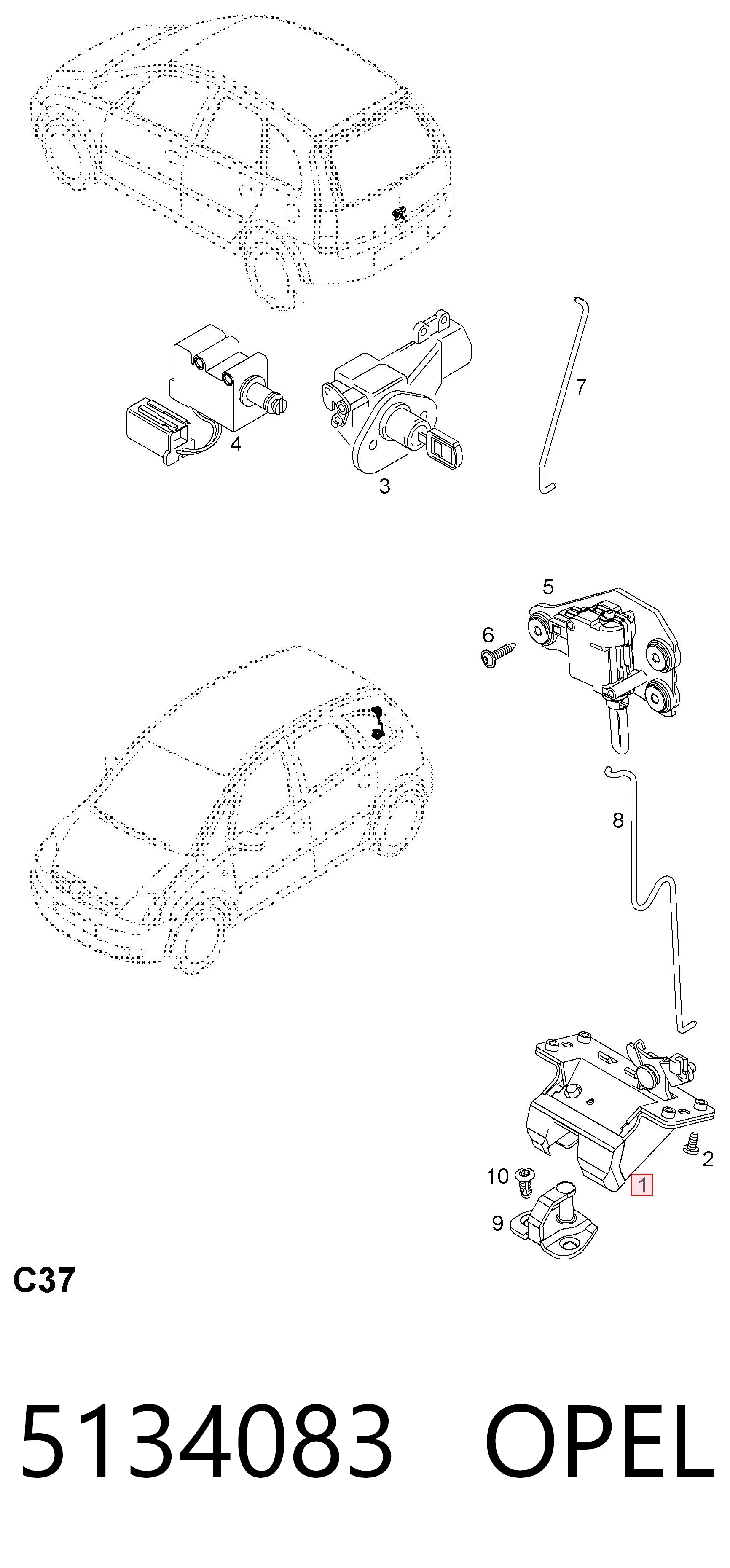 5134083 Opel Замок пятой двери