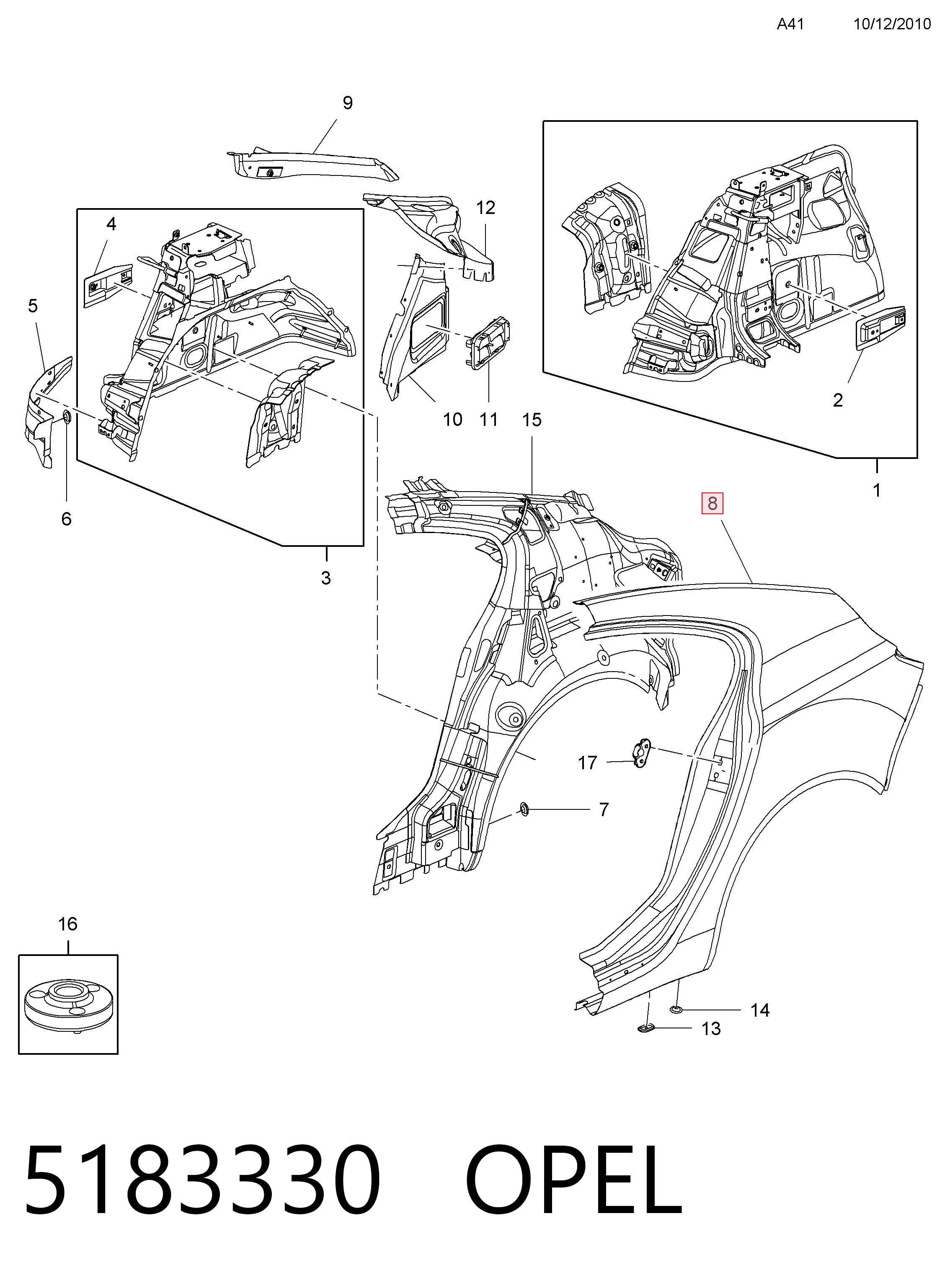 13268652 Peugeot/Citroen Крыло заднее