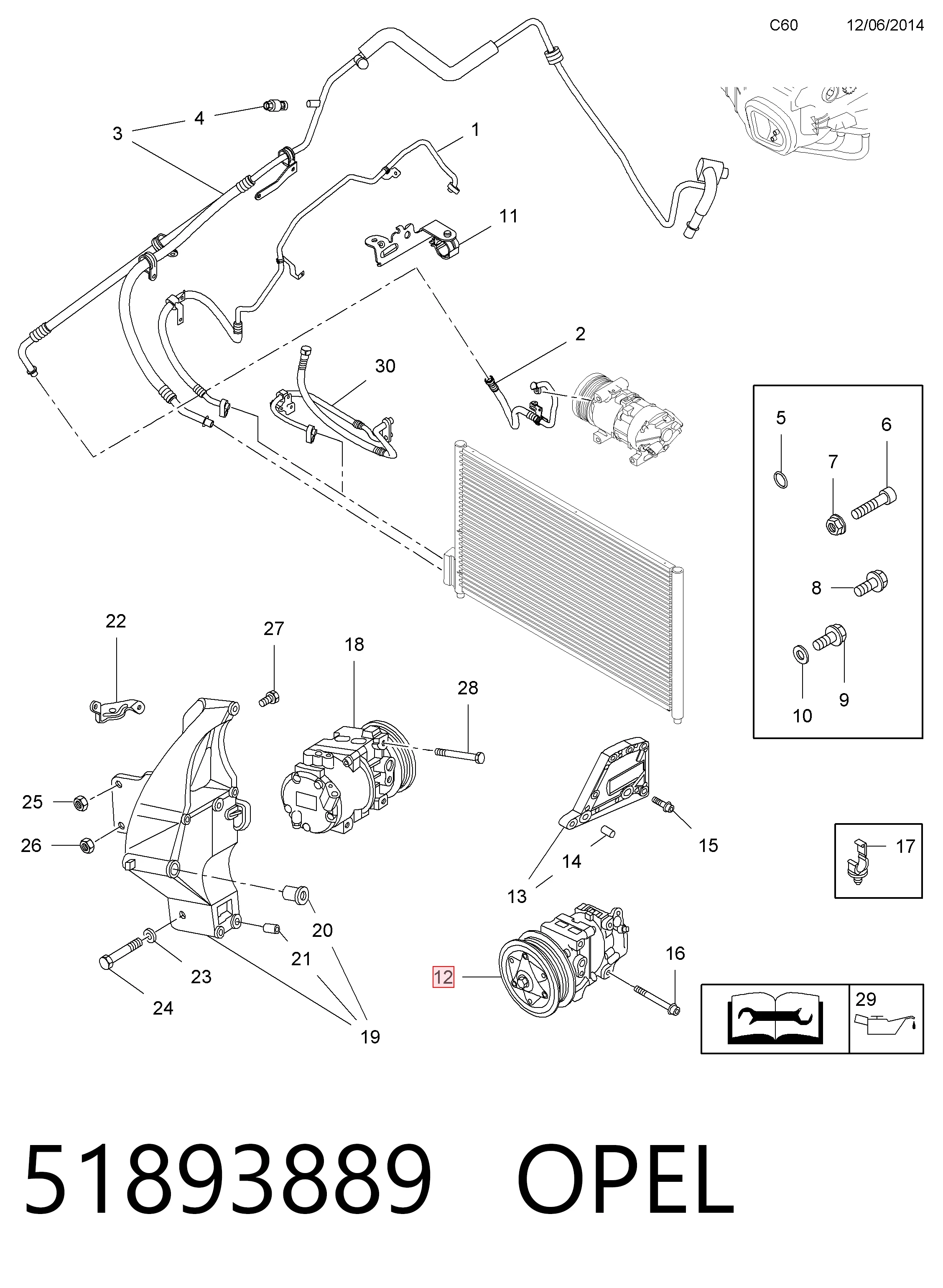 51893889 Opel Компрессор хладагента