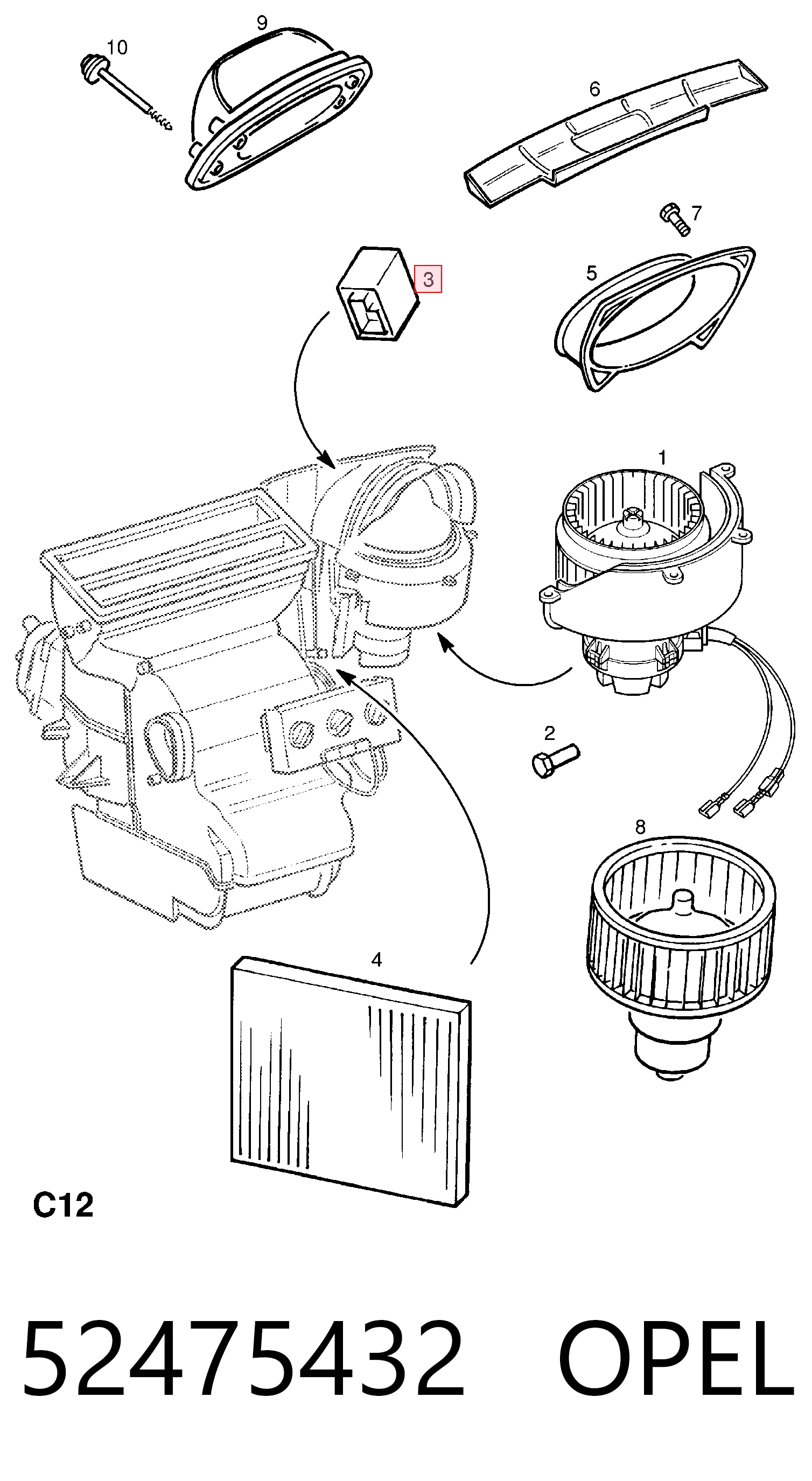 52475432 Opel Реле печки