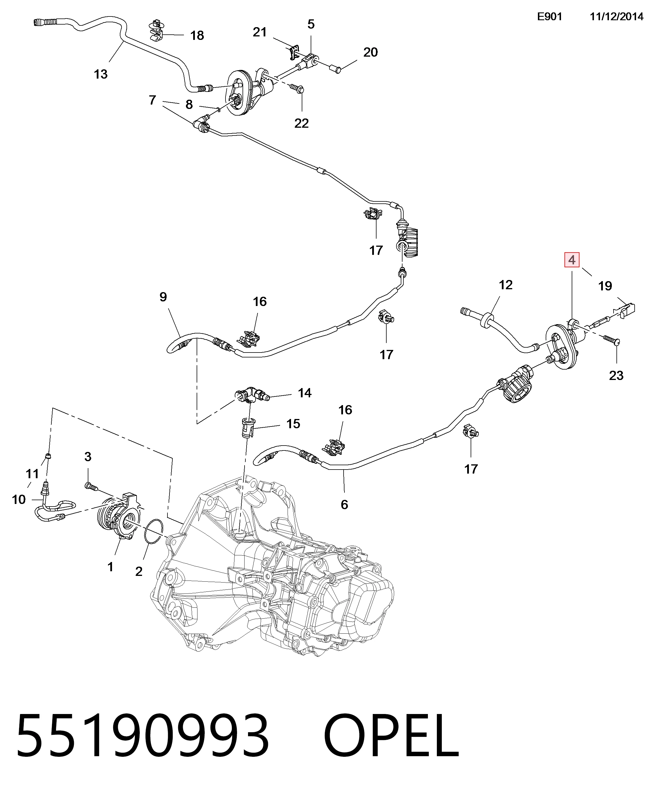55190993 Opel Цилиндр сцепления, главный