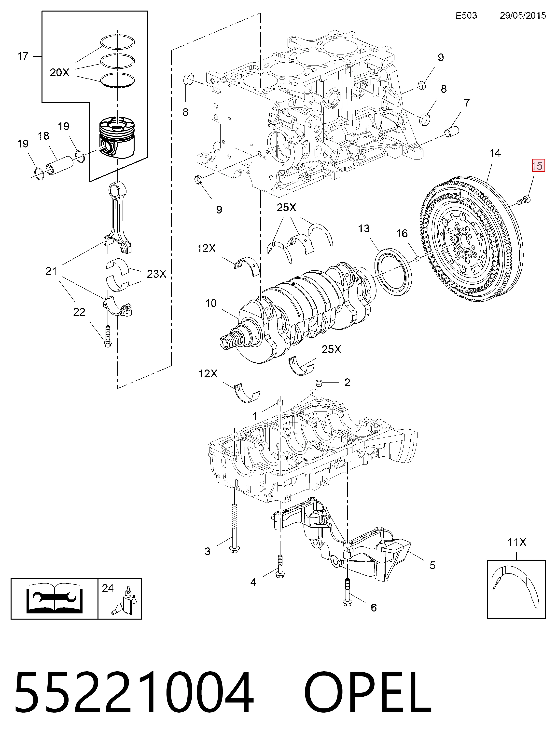 55258458 Peugeot/Citroen Болт крепления маховика