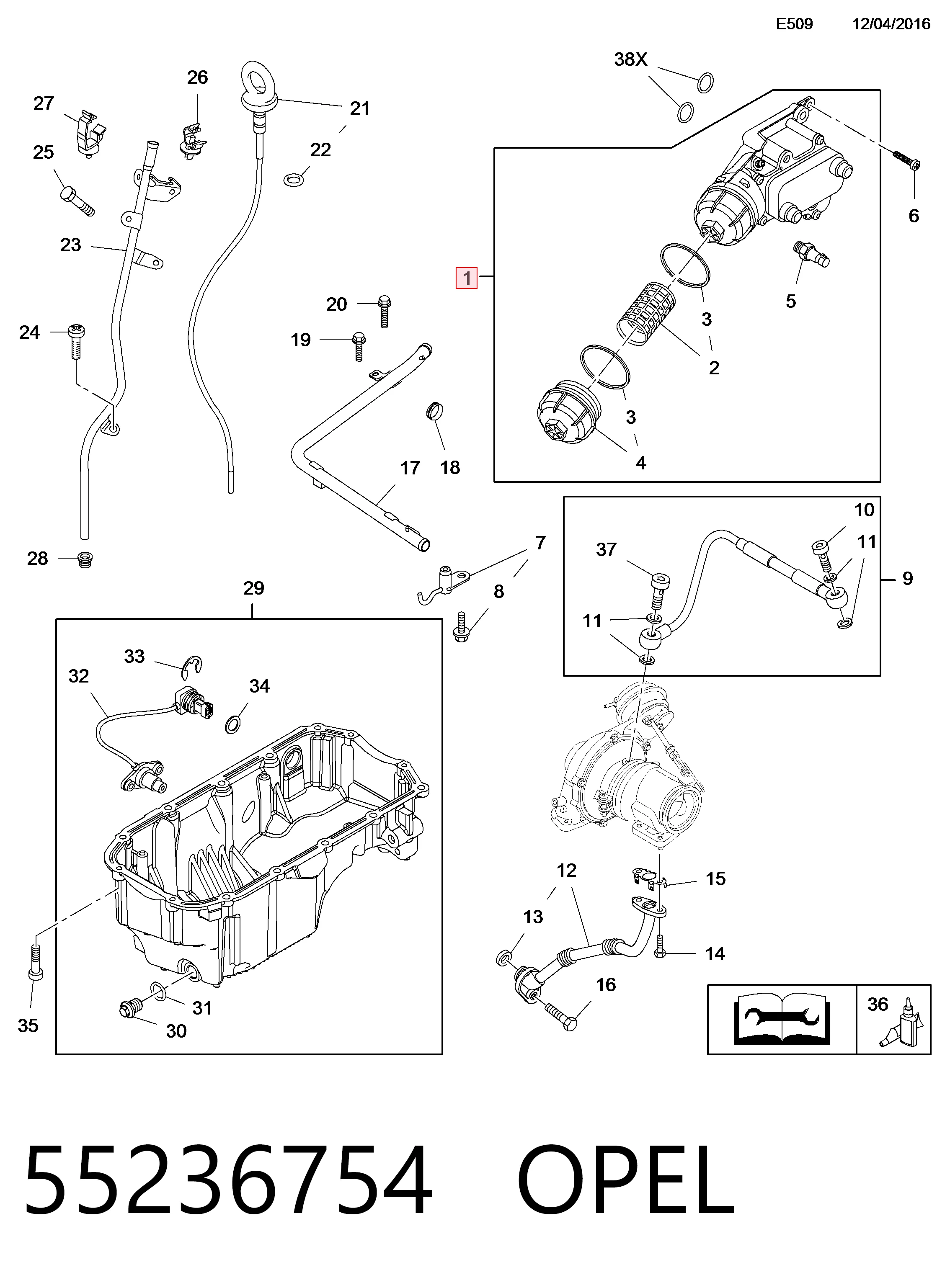 55236754 Opel Корпус маслофильтра