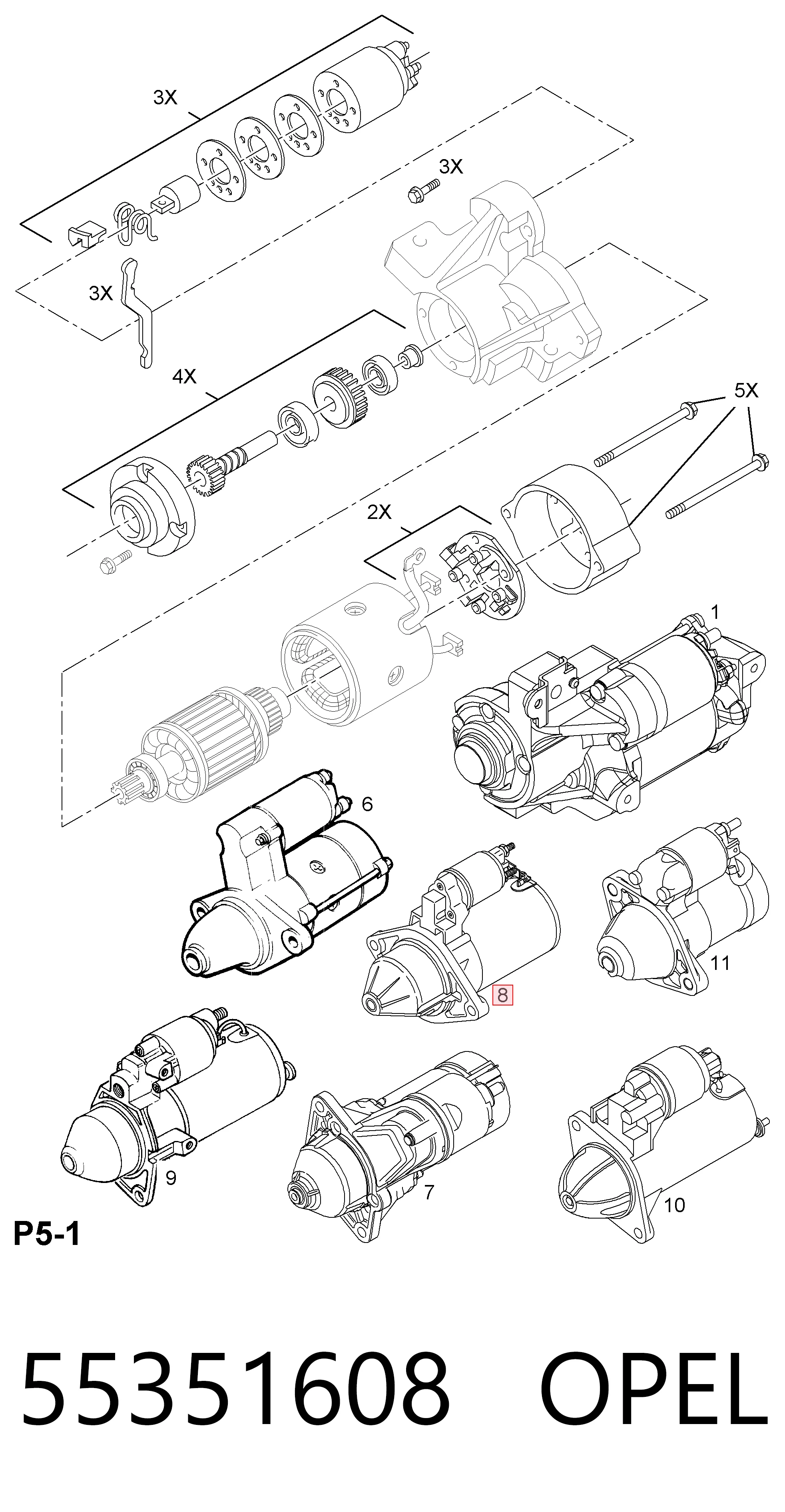 55351608 Opel Стартер автомобиля