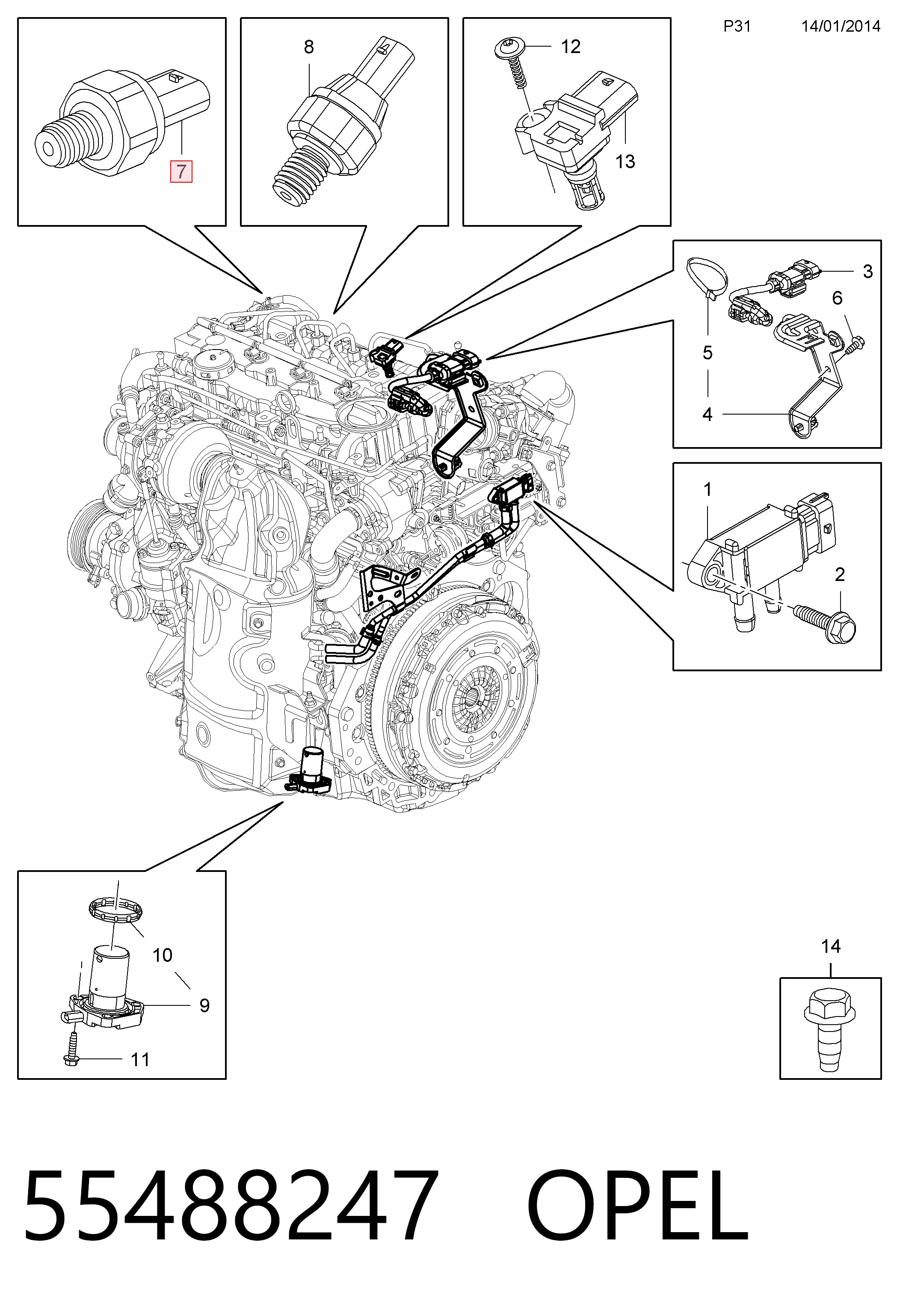 55488247 Opel Датчик указателя давления масла