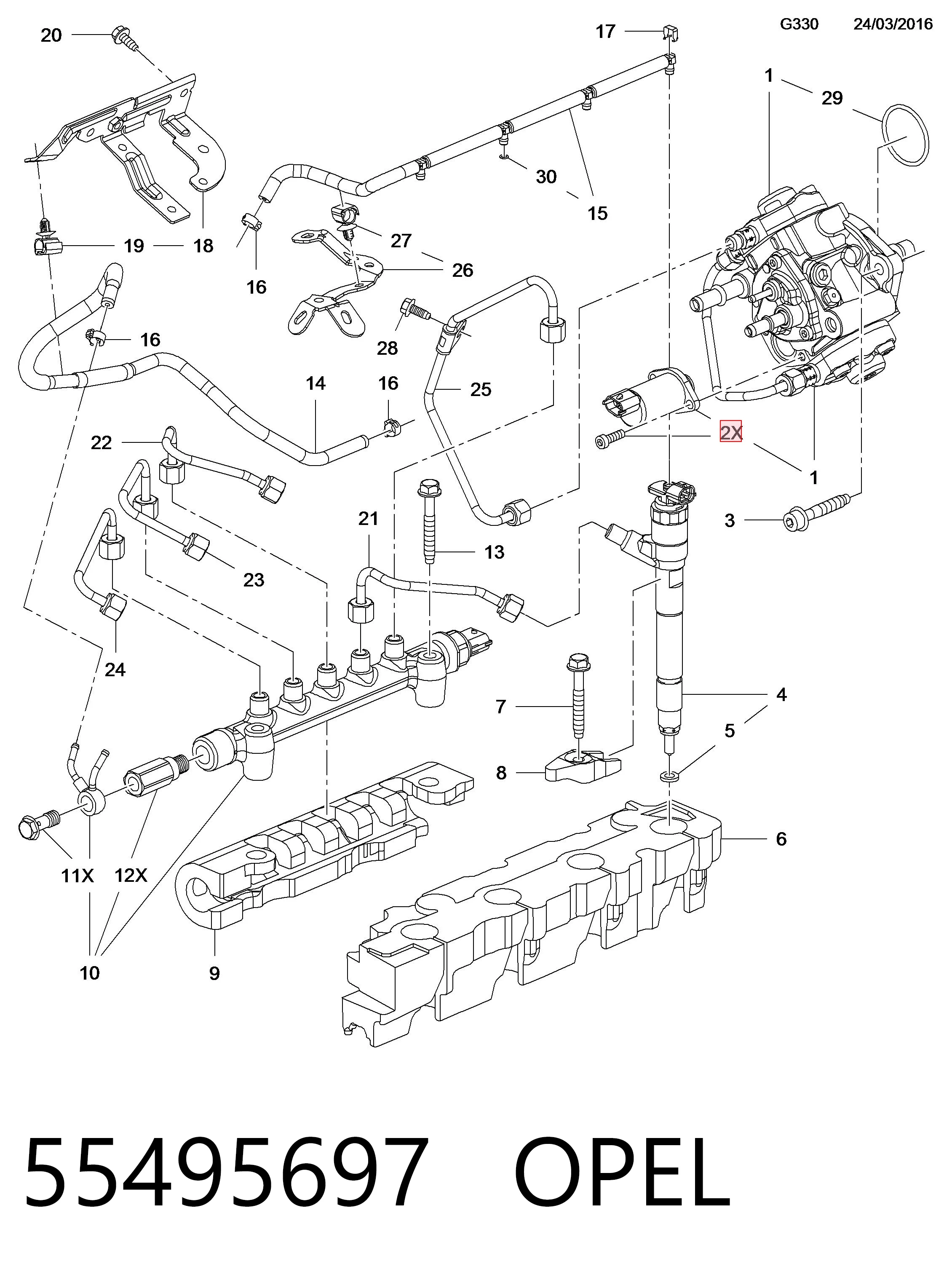 55495697 Opel Редукционный клапан ТНВД