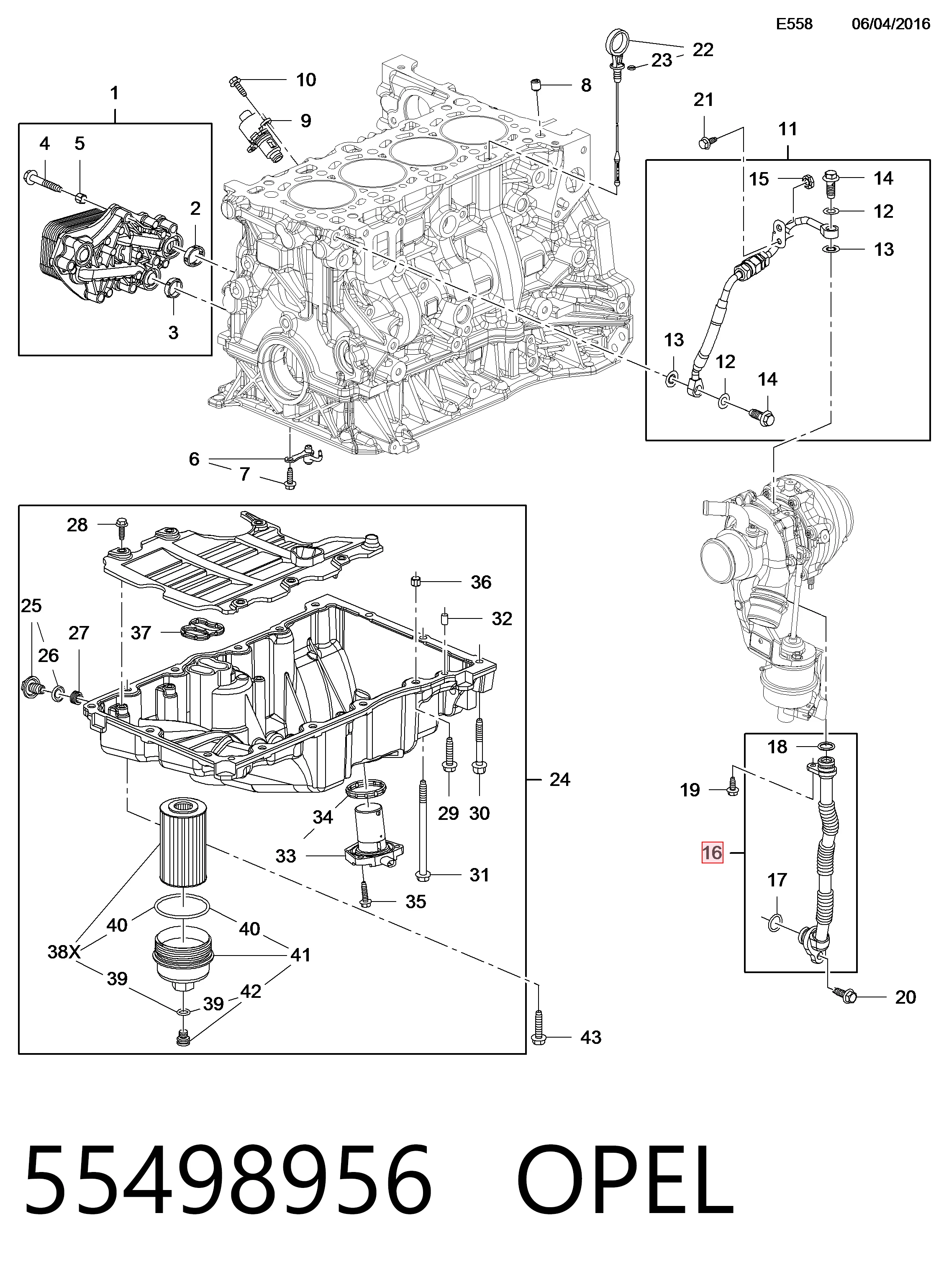 55498956 General Motors Трубка (шланг) отвода масла от турбины