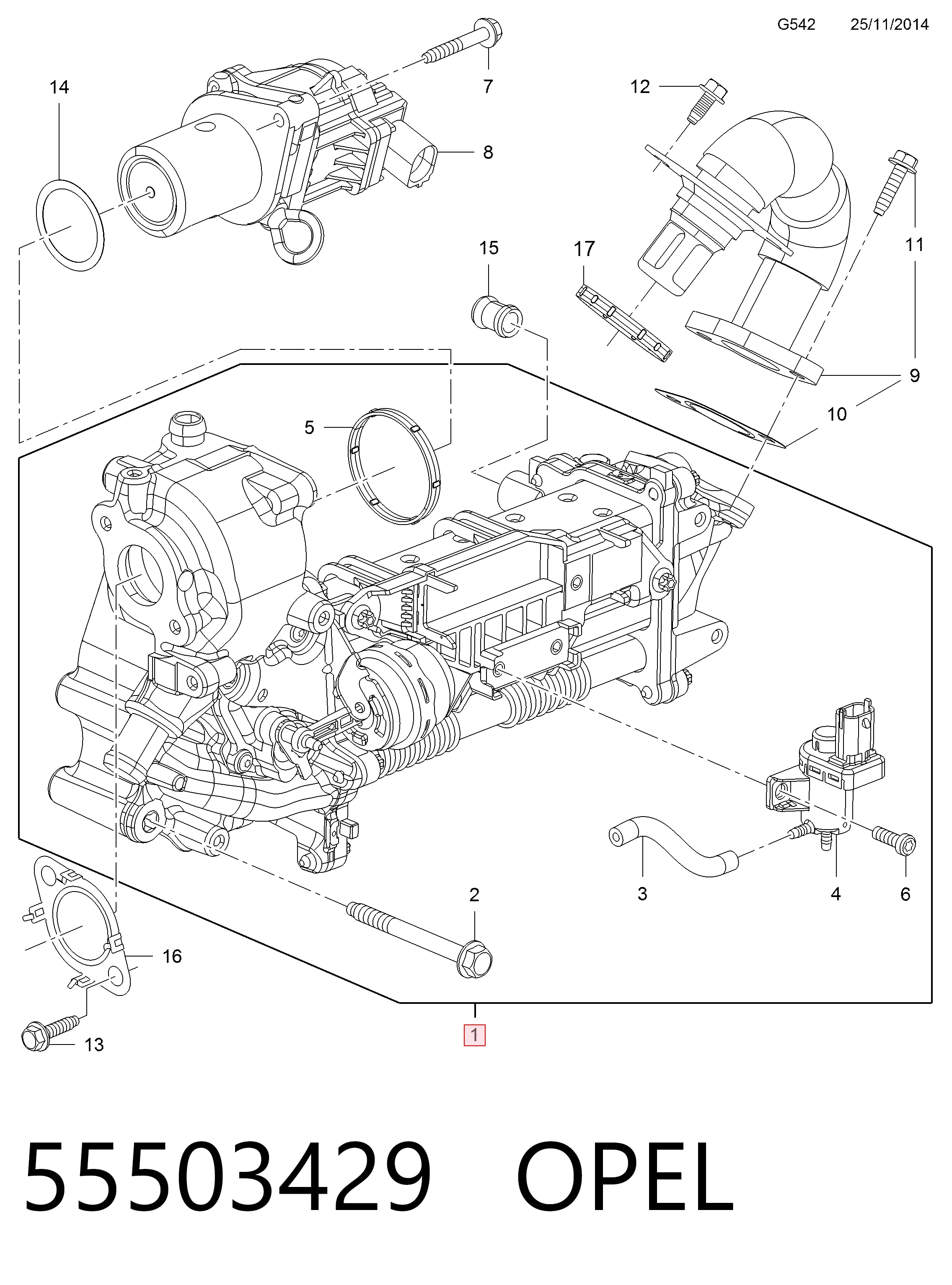 Радиатор системы EGR рециркуляции выхлопных газов General Motors 55501178 цена, от 528.39 USD