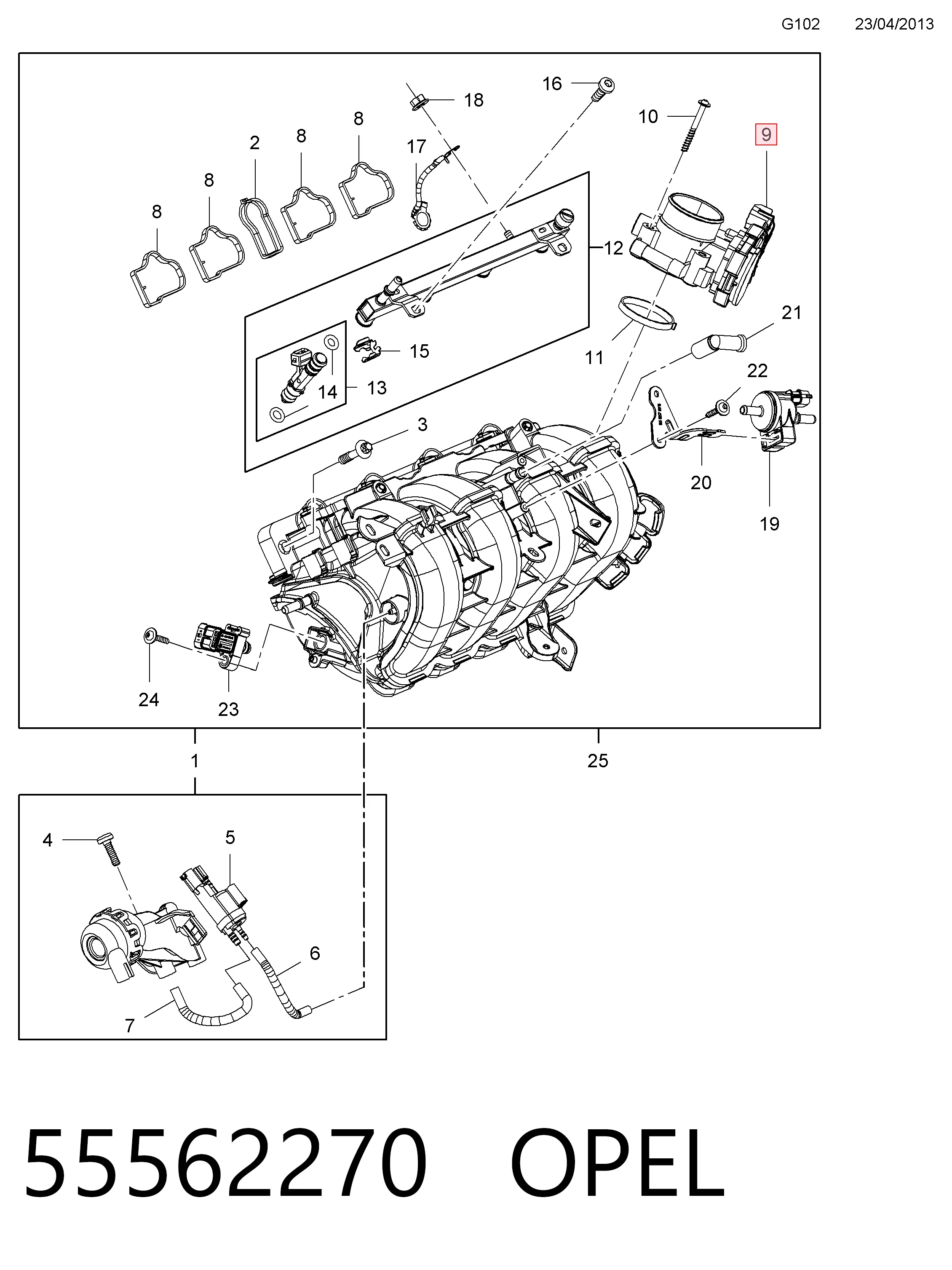 55562270 Opel Дроссельная заслонка
